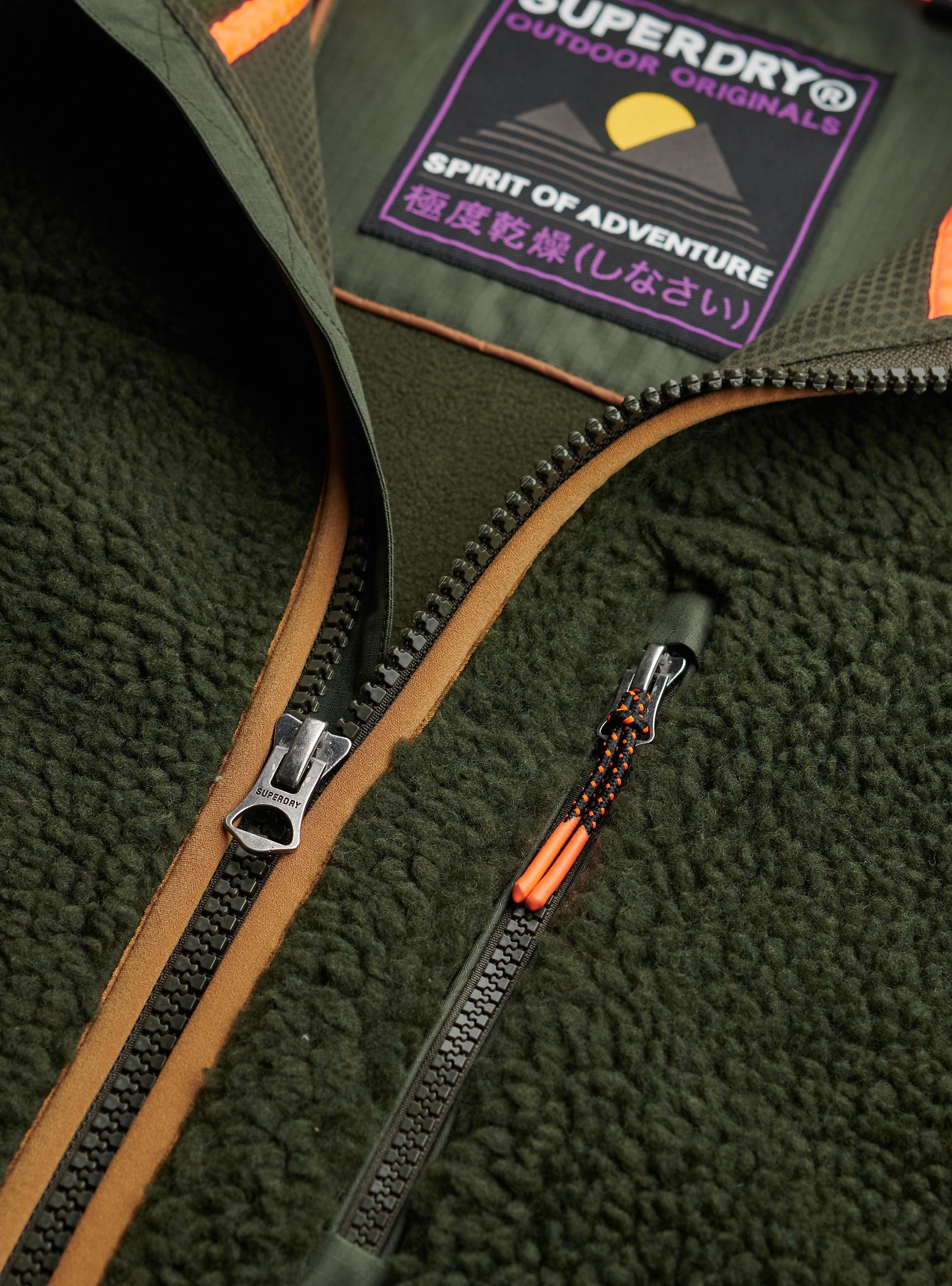 Superdry Outdoor Sherpa Fleece Jacket - Olive 