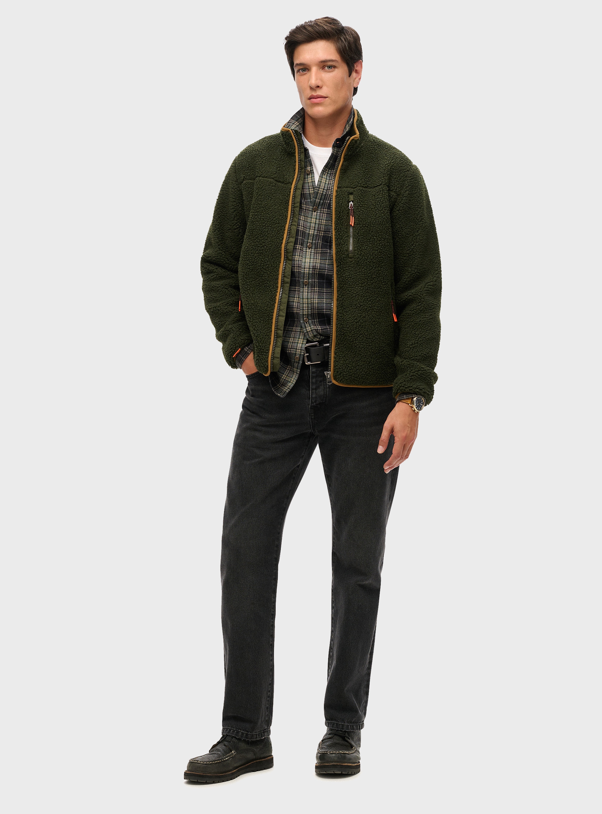 Superdry Outdoor Sherpa Fleece Jacket - Olive 
