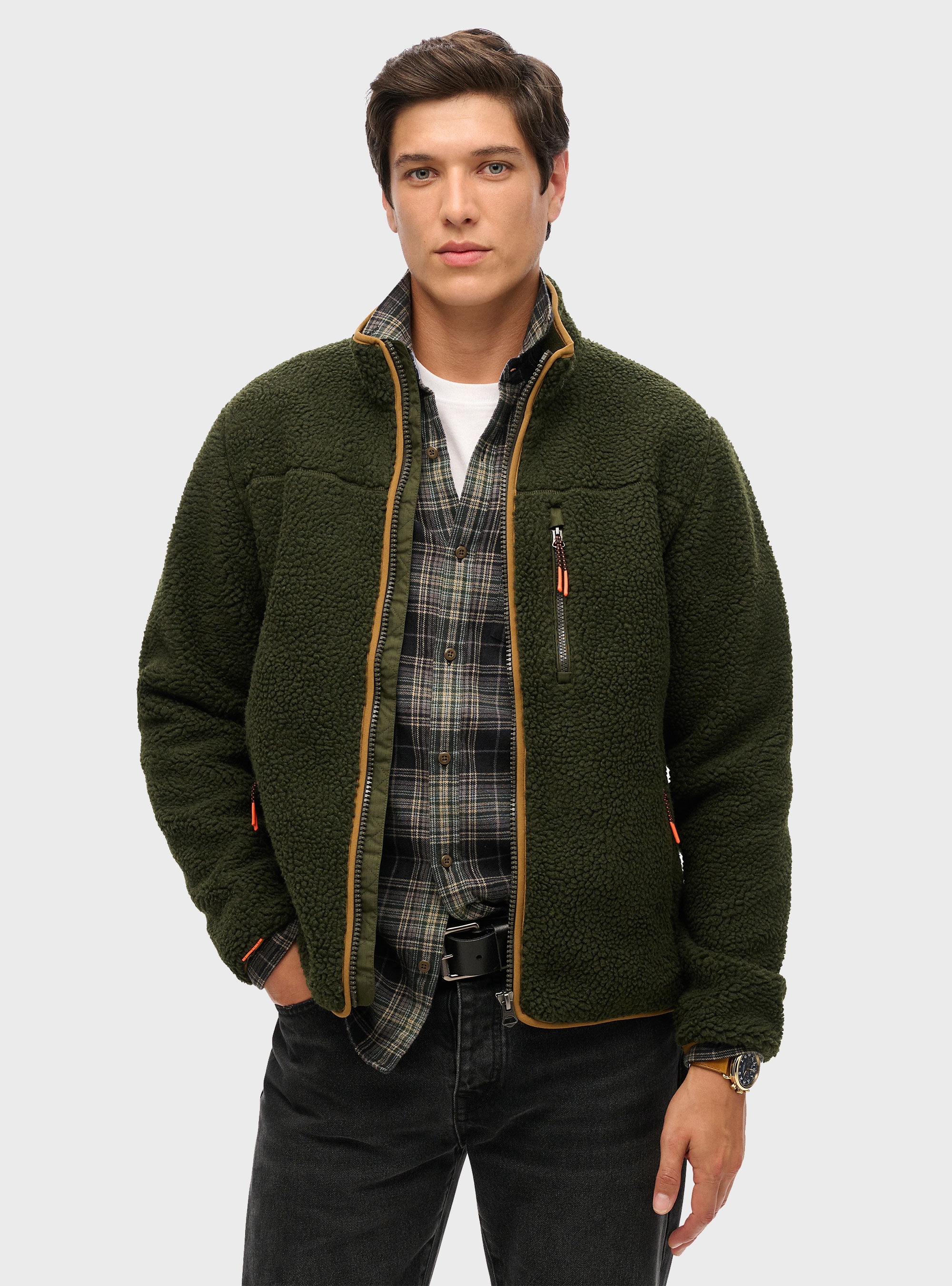 Superdry Outdoor Sherpa Fleece Jacket - Olive 