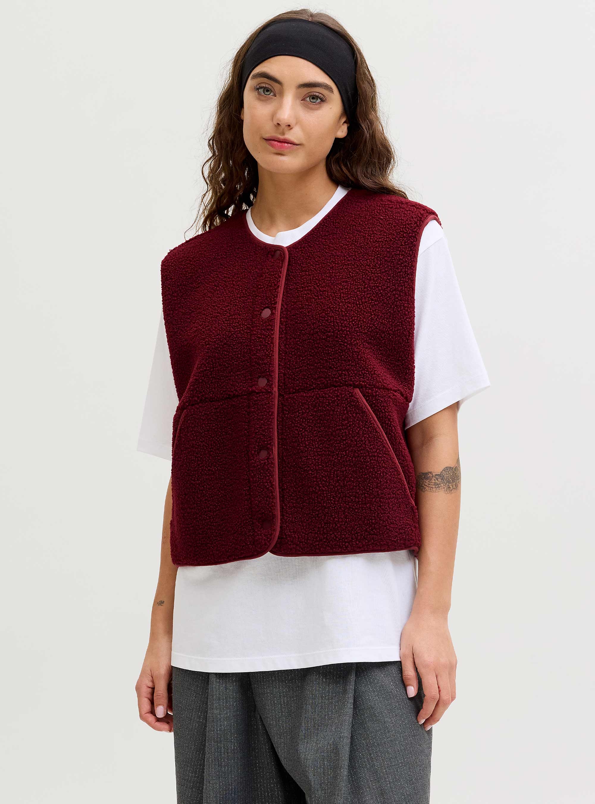 JJXX Vera Teddy Vest - Bordeaux