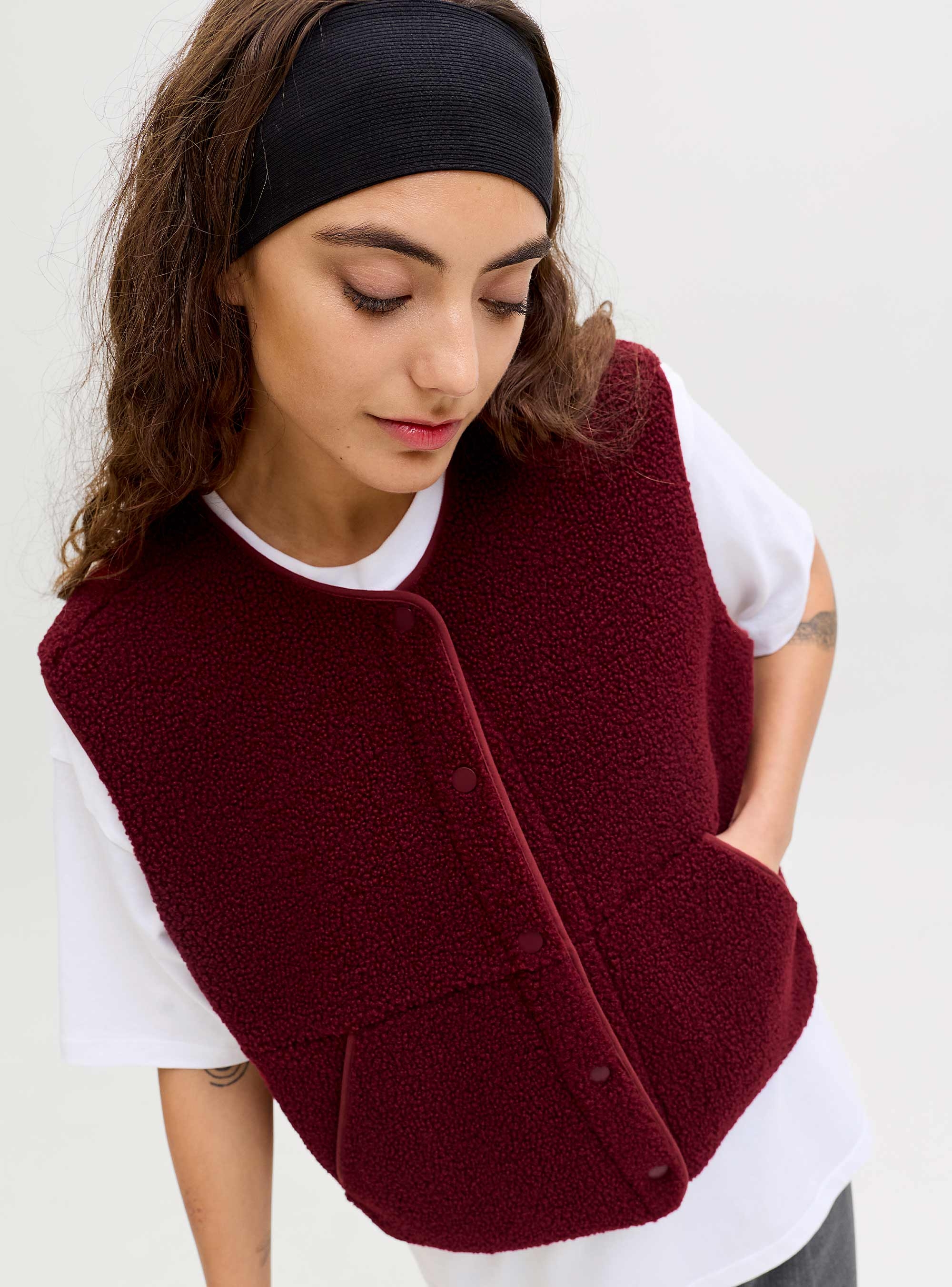 JJXX Vera Teddy Vest - Bordeaux