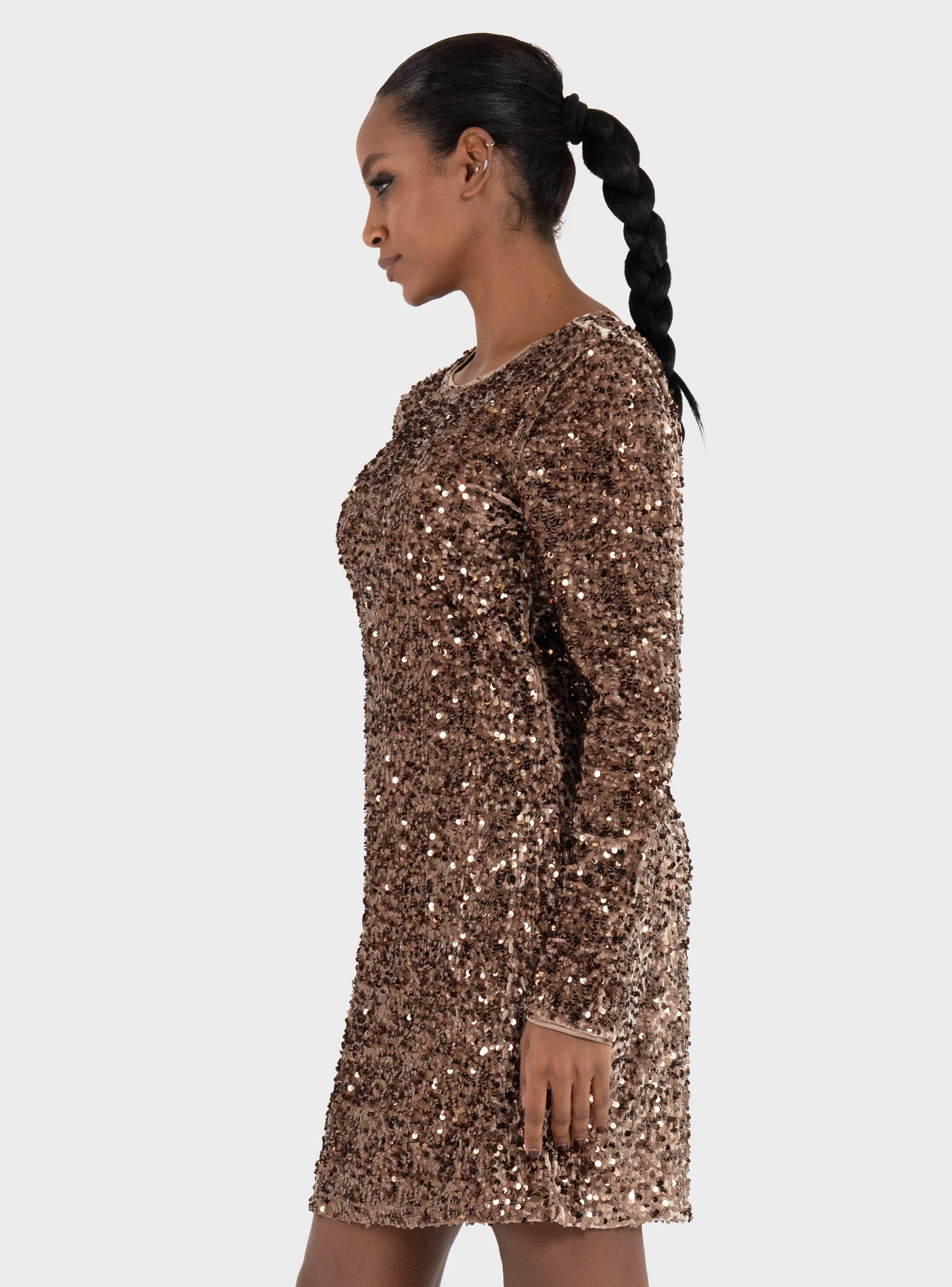 Only Confidence Deep Sequins Dress - Brown