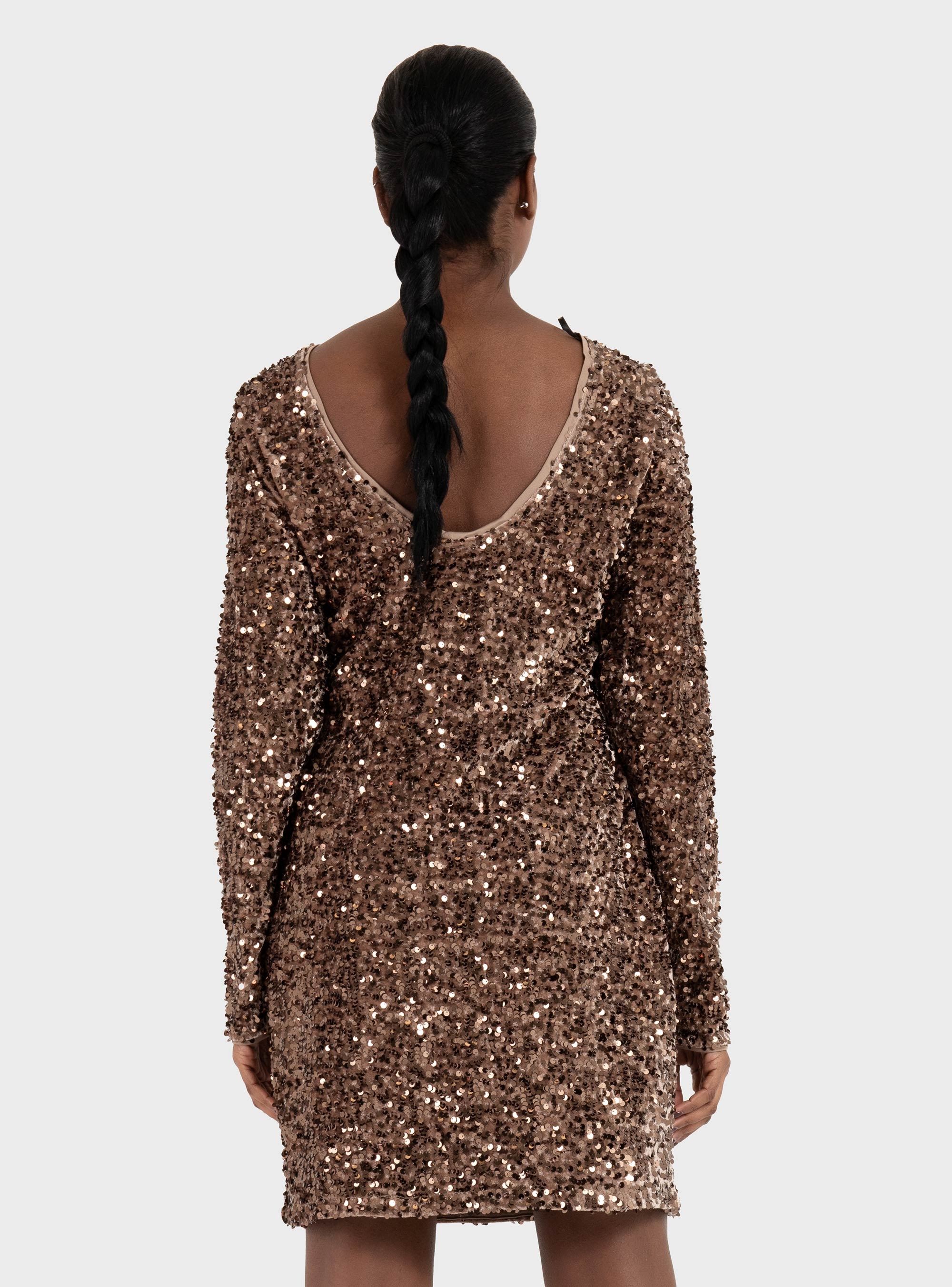 Only Confidence Deep Sequins Dress - Brown