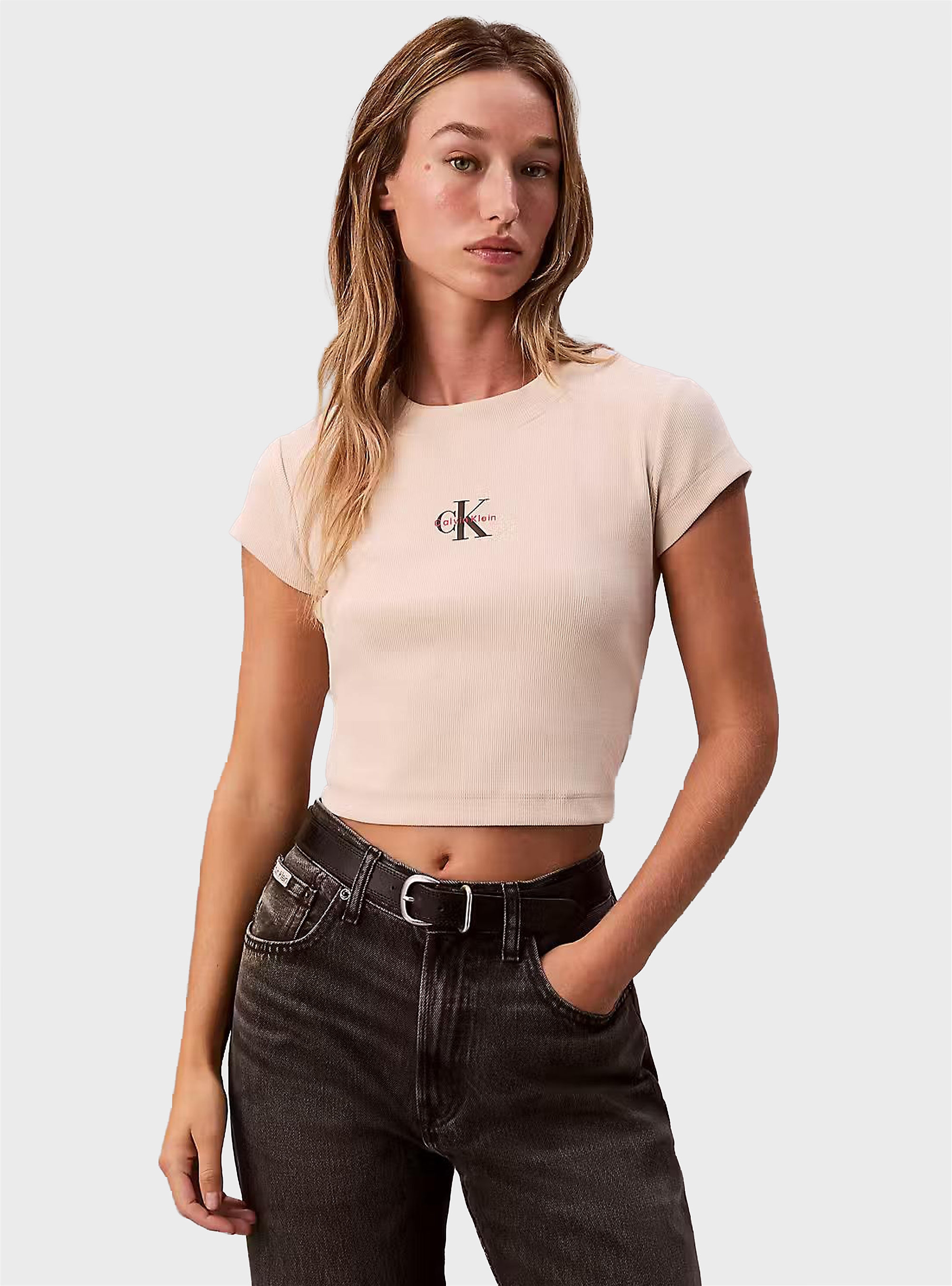 Calvin Klein Monologo Baby Tee - Beige