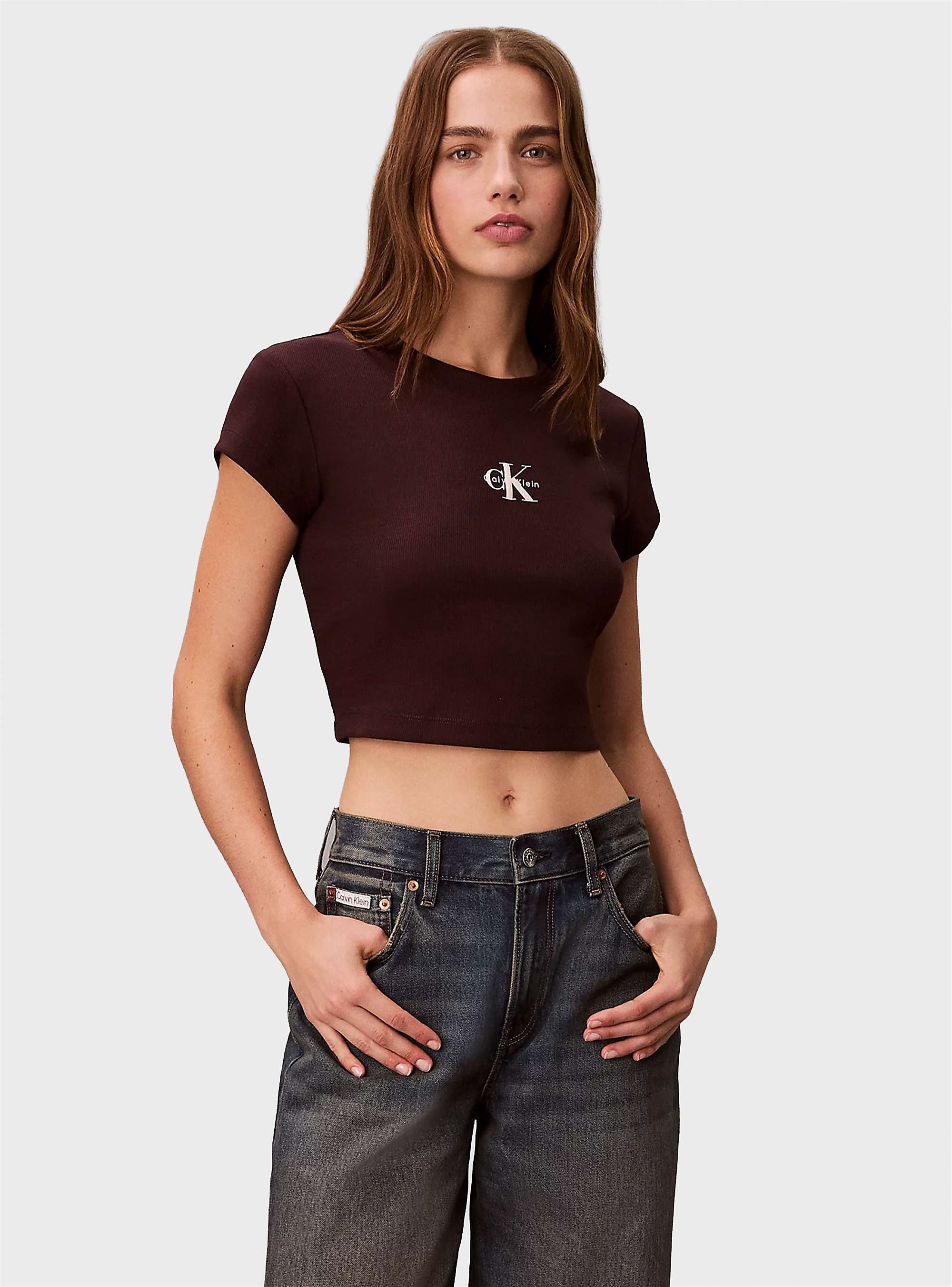 Calvin Klein Monologo Baby Tee - Brown