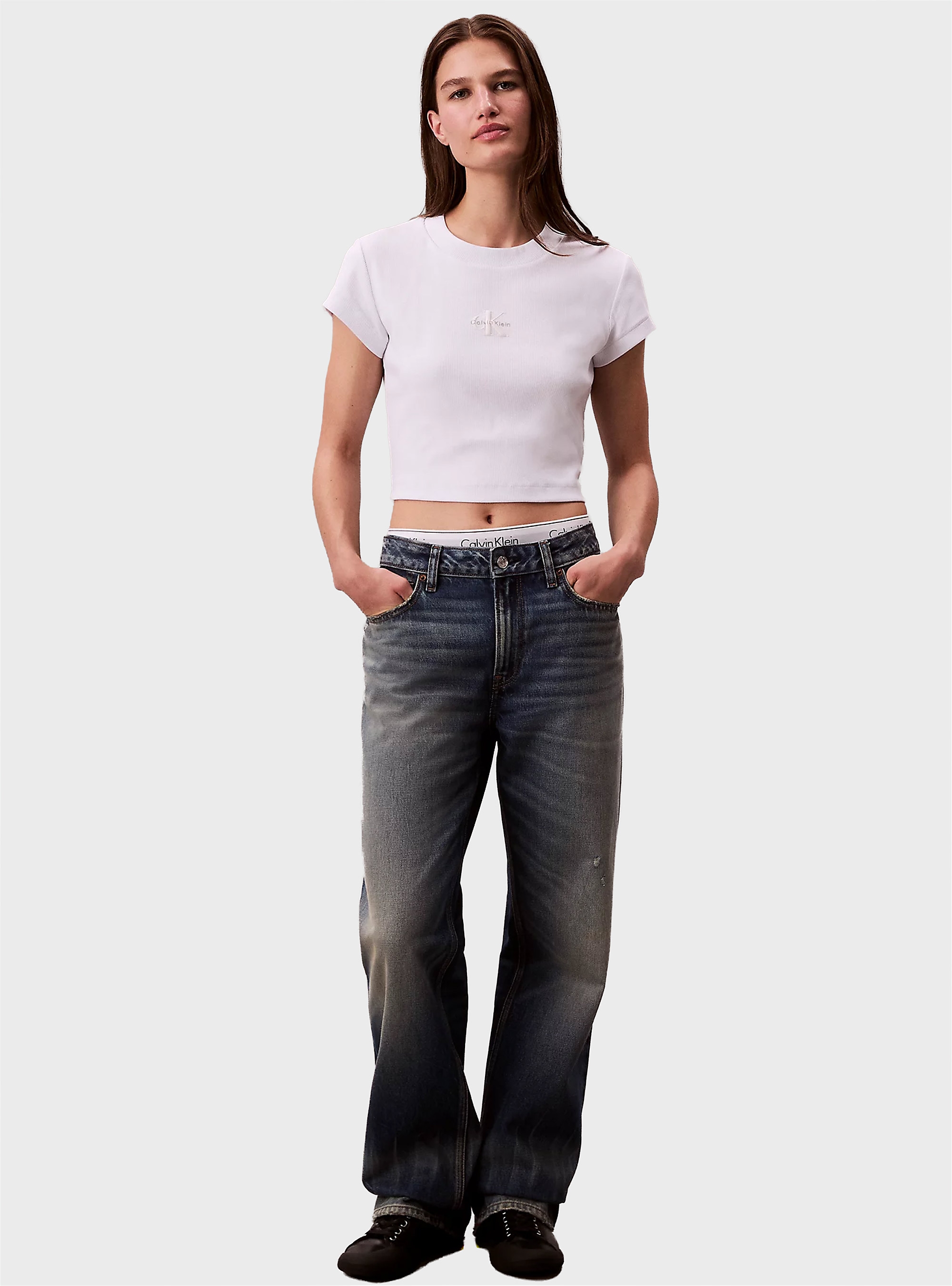Calvin Klein Monologo Baby Tee - White