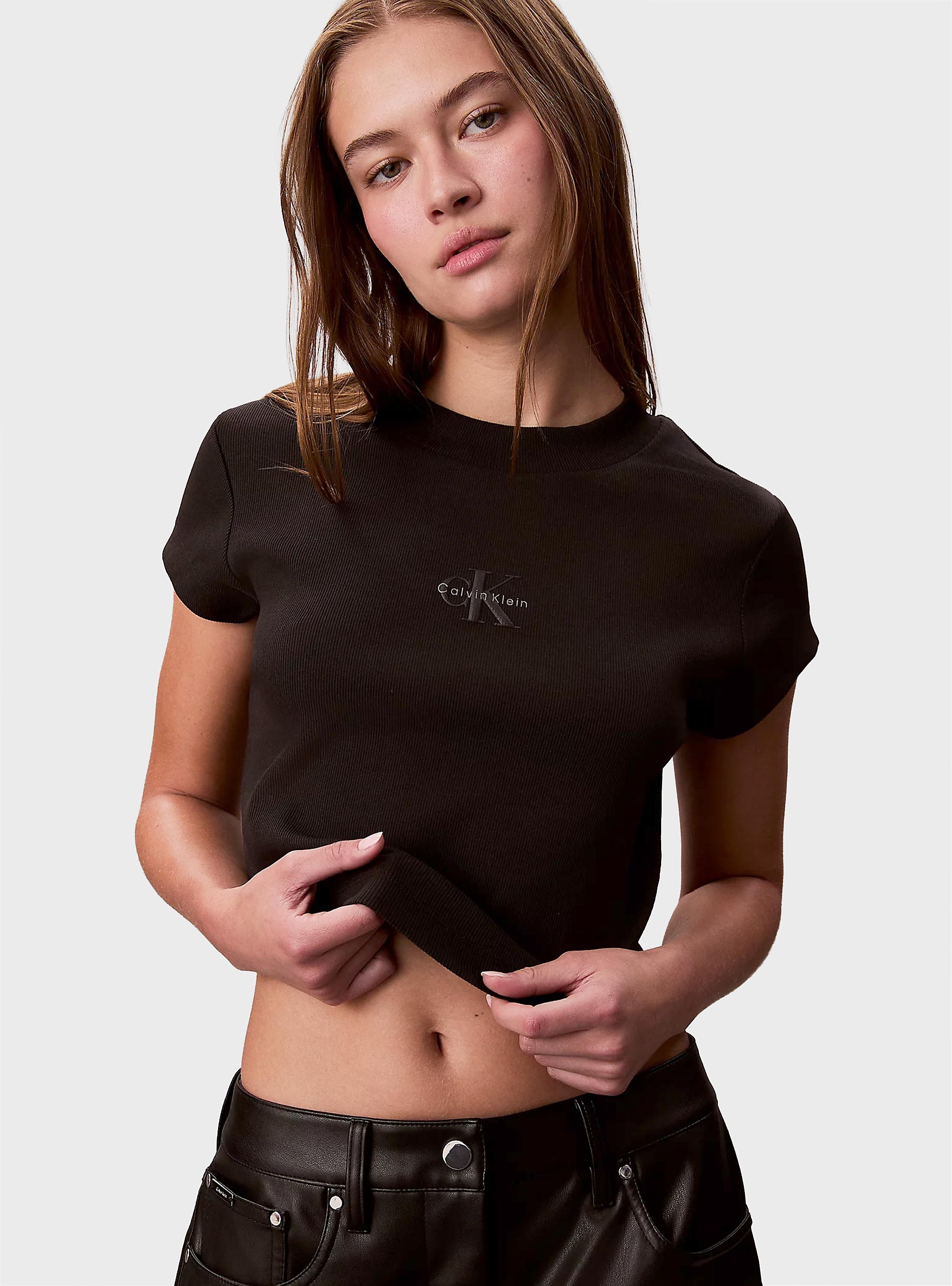 Calvin Klein Monologo Baby Tee - Black