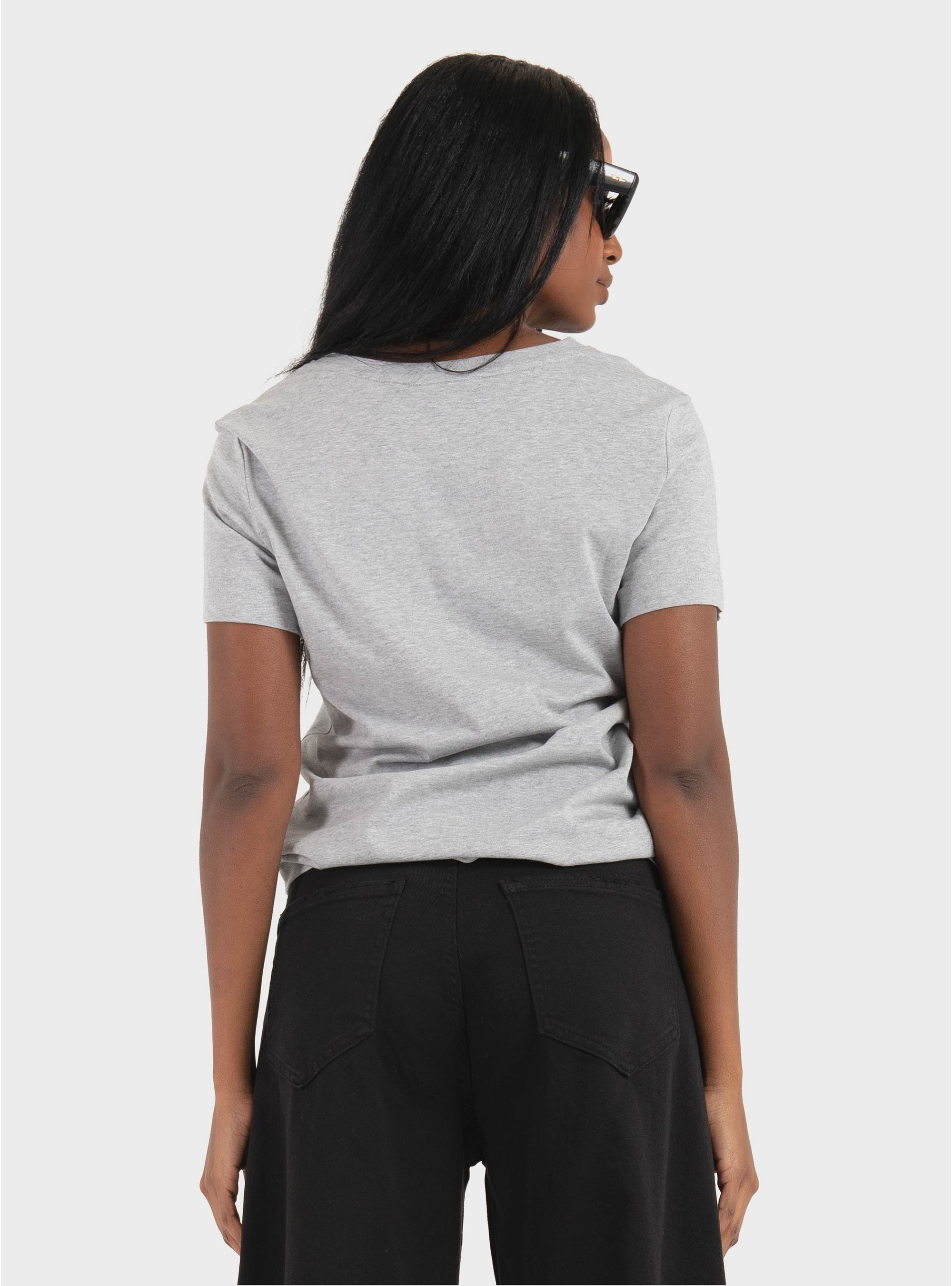 Calvin Klein Relaxed Monogram V-Neck T-shirt - Grey Melange