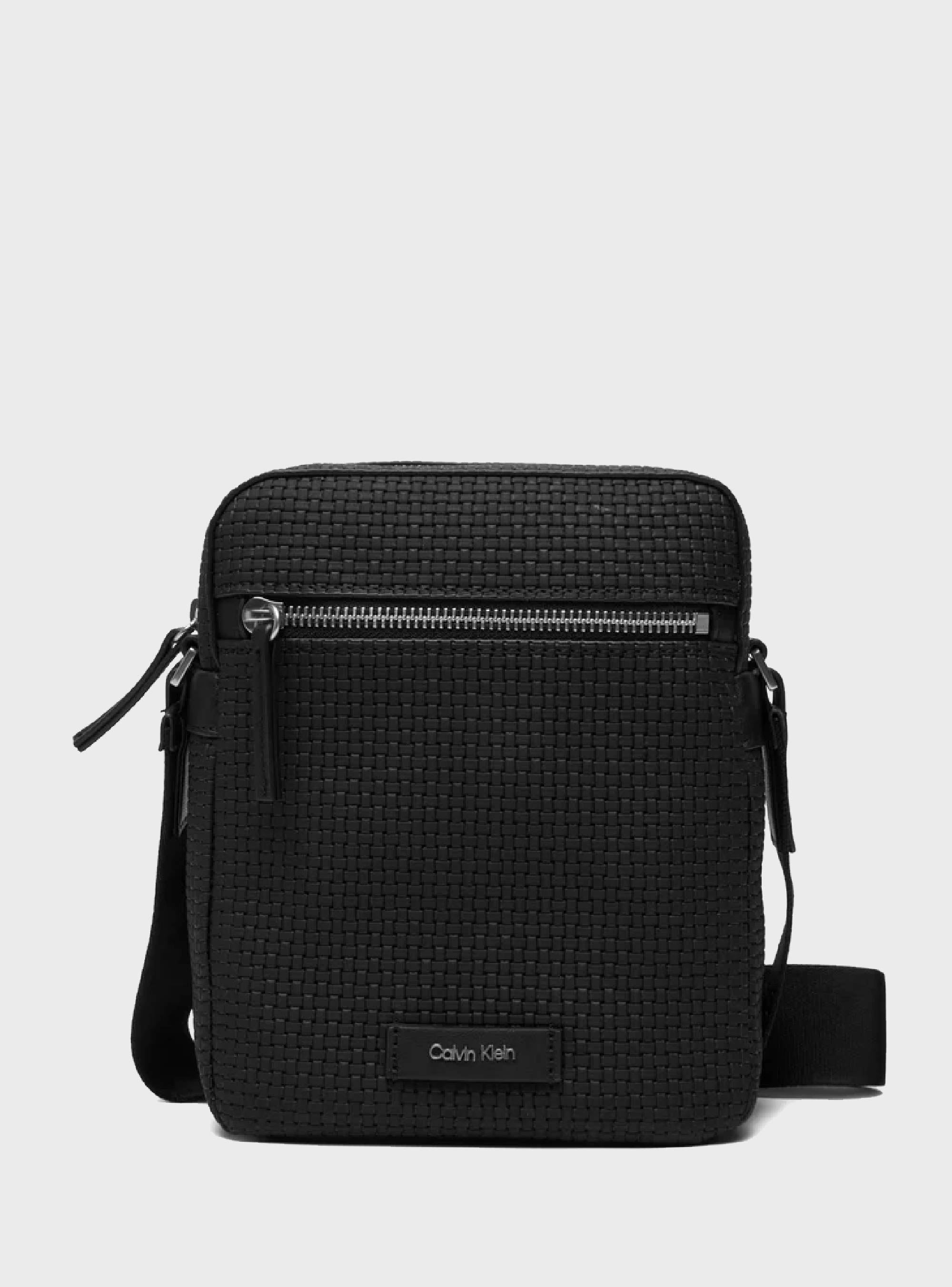 Calvin Klein Embossed Woven Reporter Bag - Black