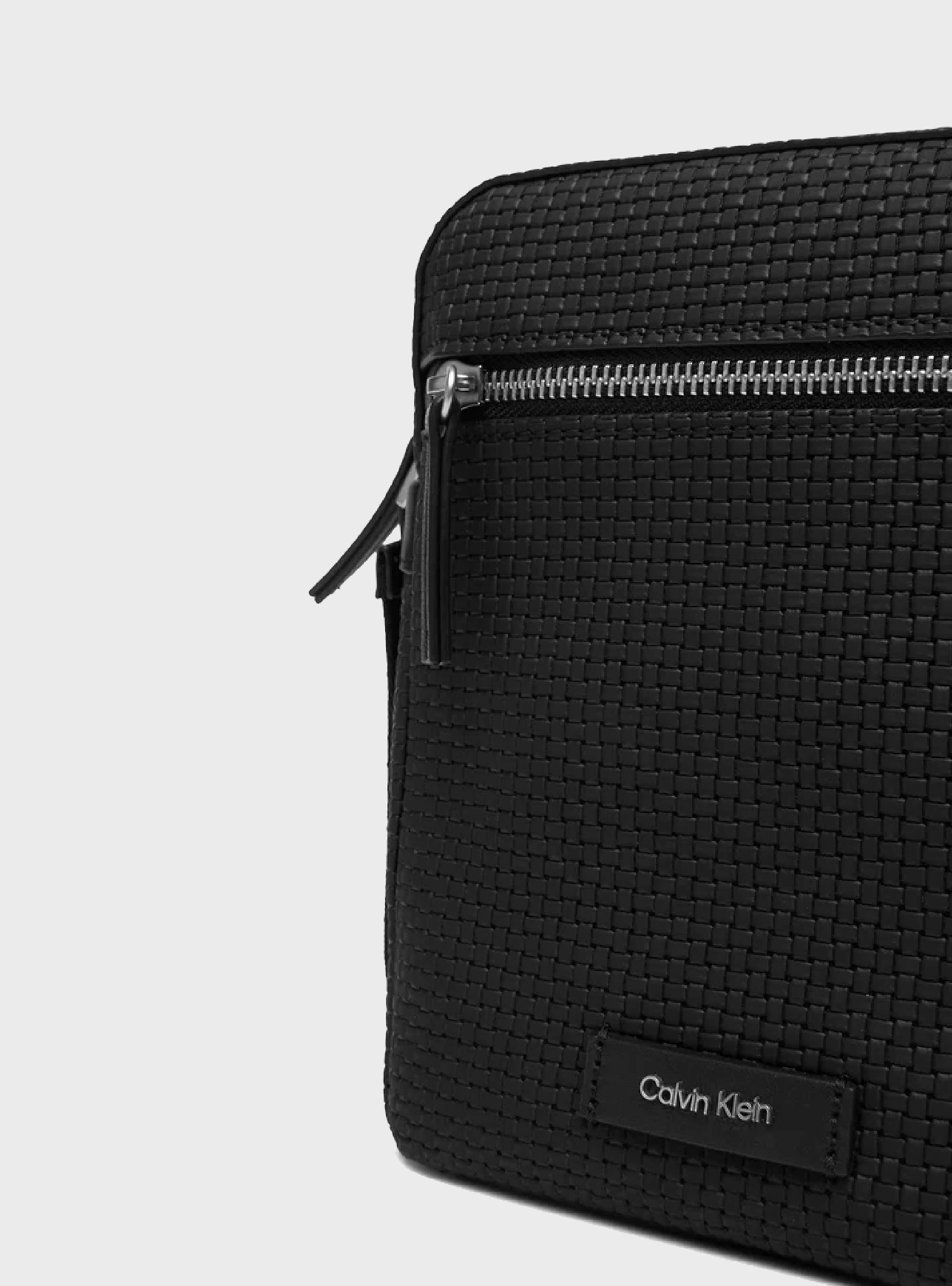 Calvin Klein Embossed Woven Reporter Bag - Black