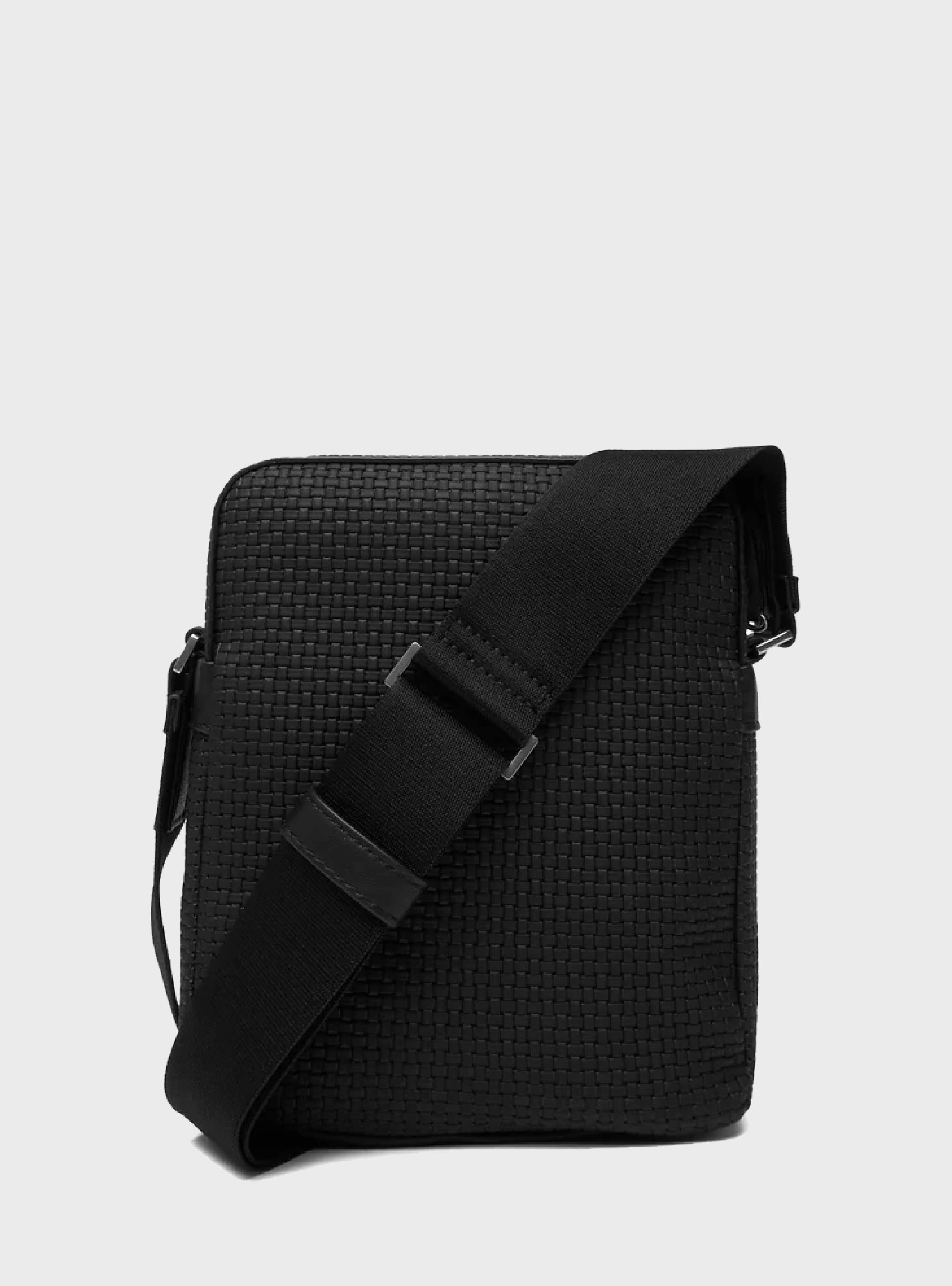 Calvin Klein Embossed Woven Reporter Bag - Black