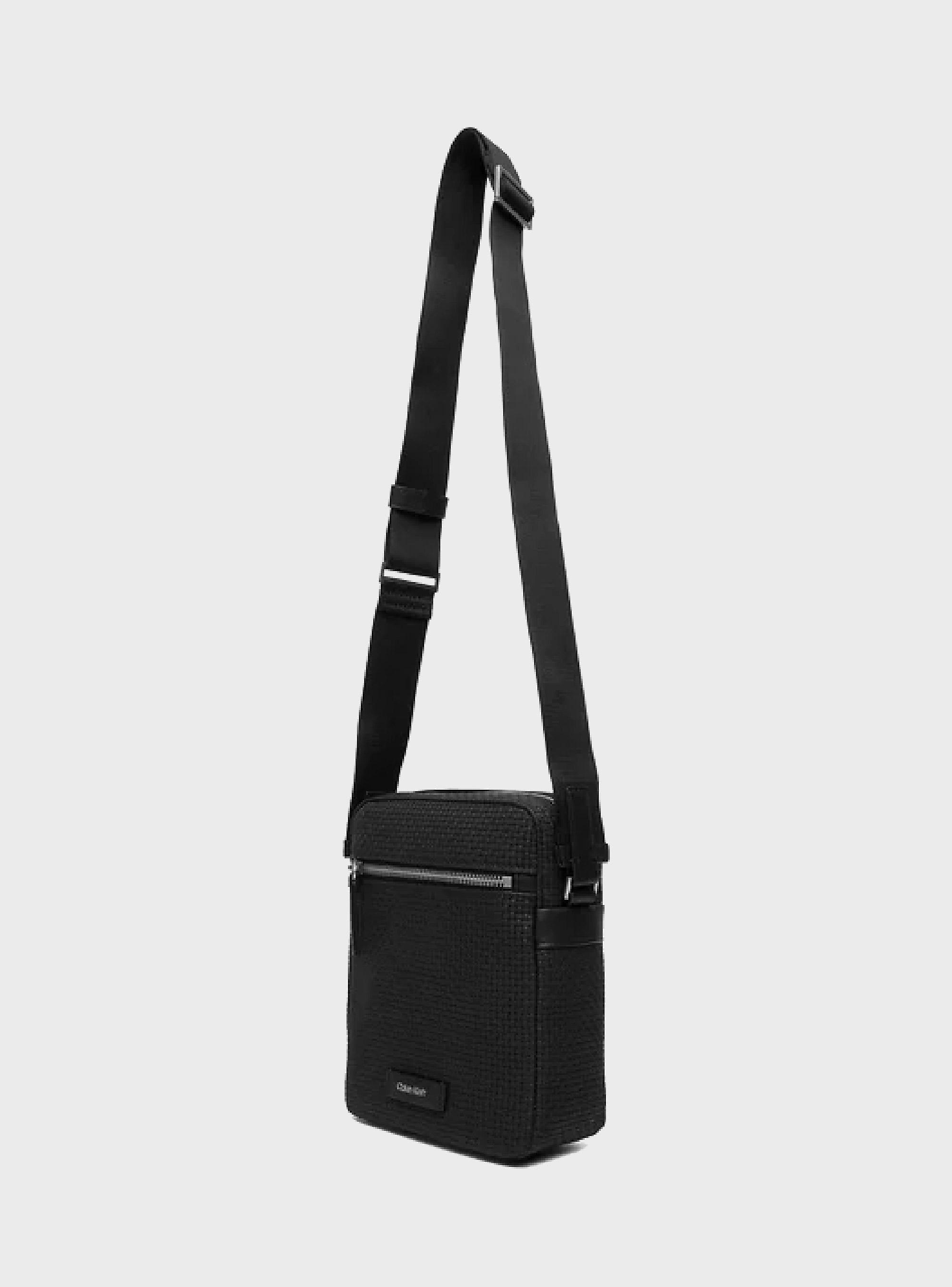 Calvin Klein Embossed Woven Reporter Bag - Black