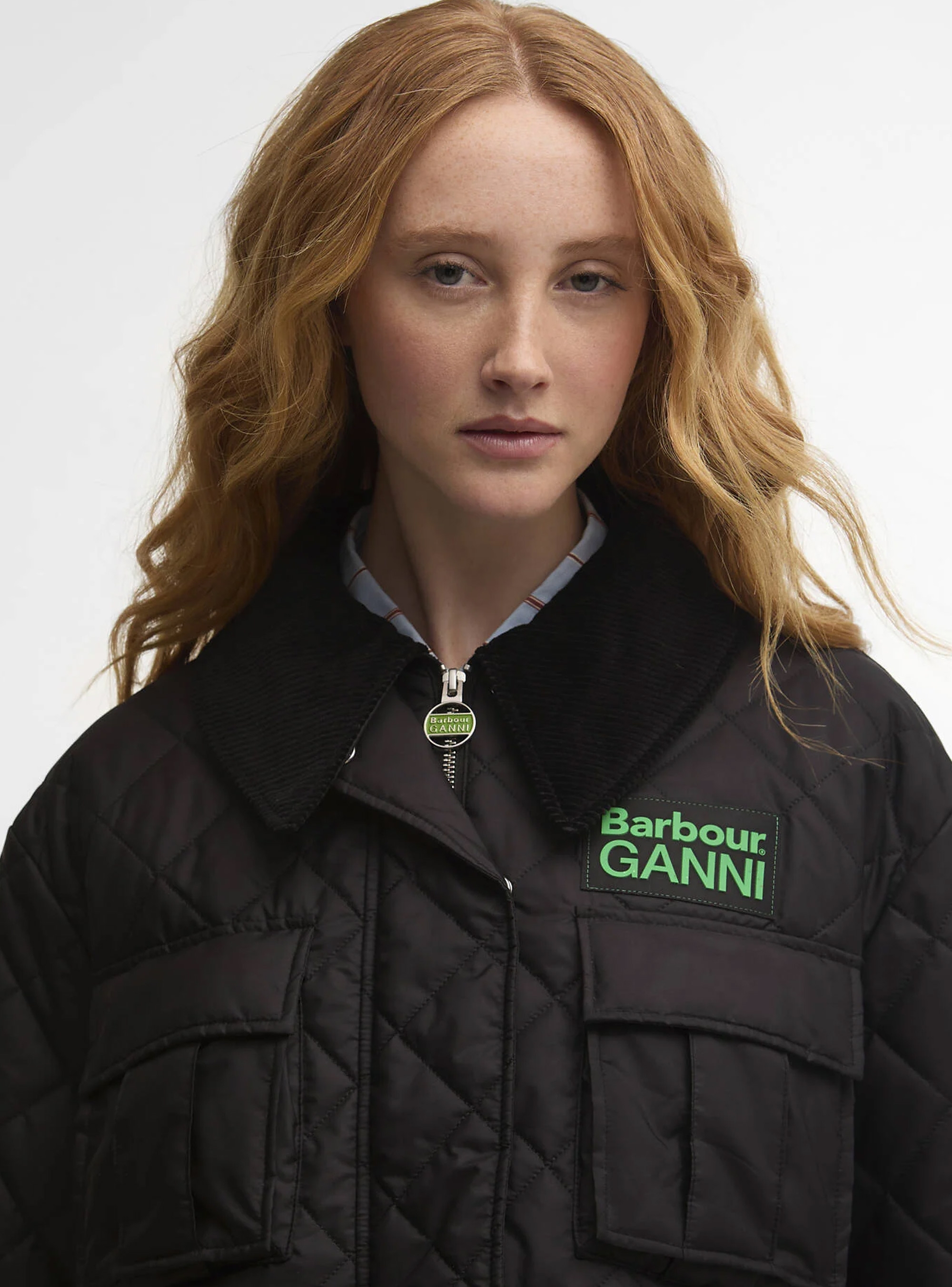 Barbour X Ganni Peplum Quilted Jacket - Black