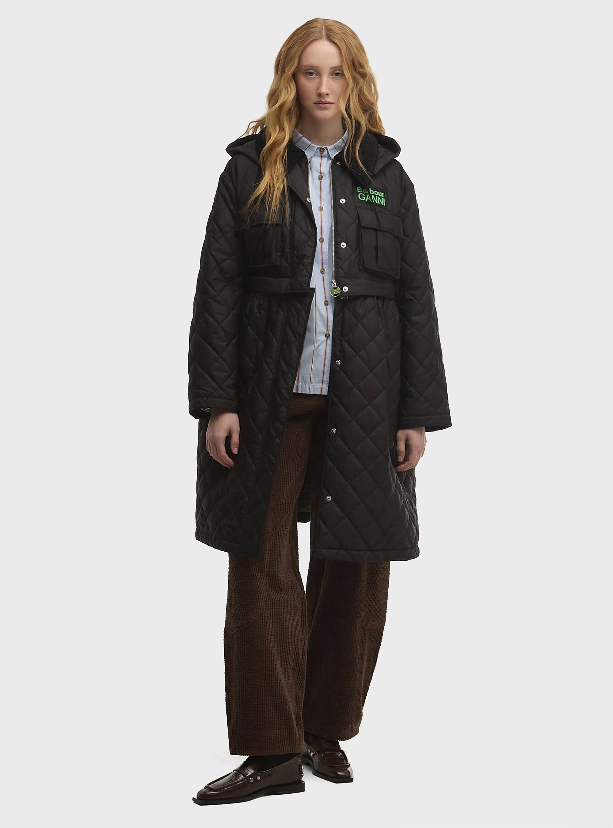 Barbour X Ganni Peplum Quilted Jacket - Black