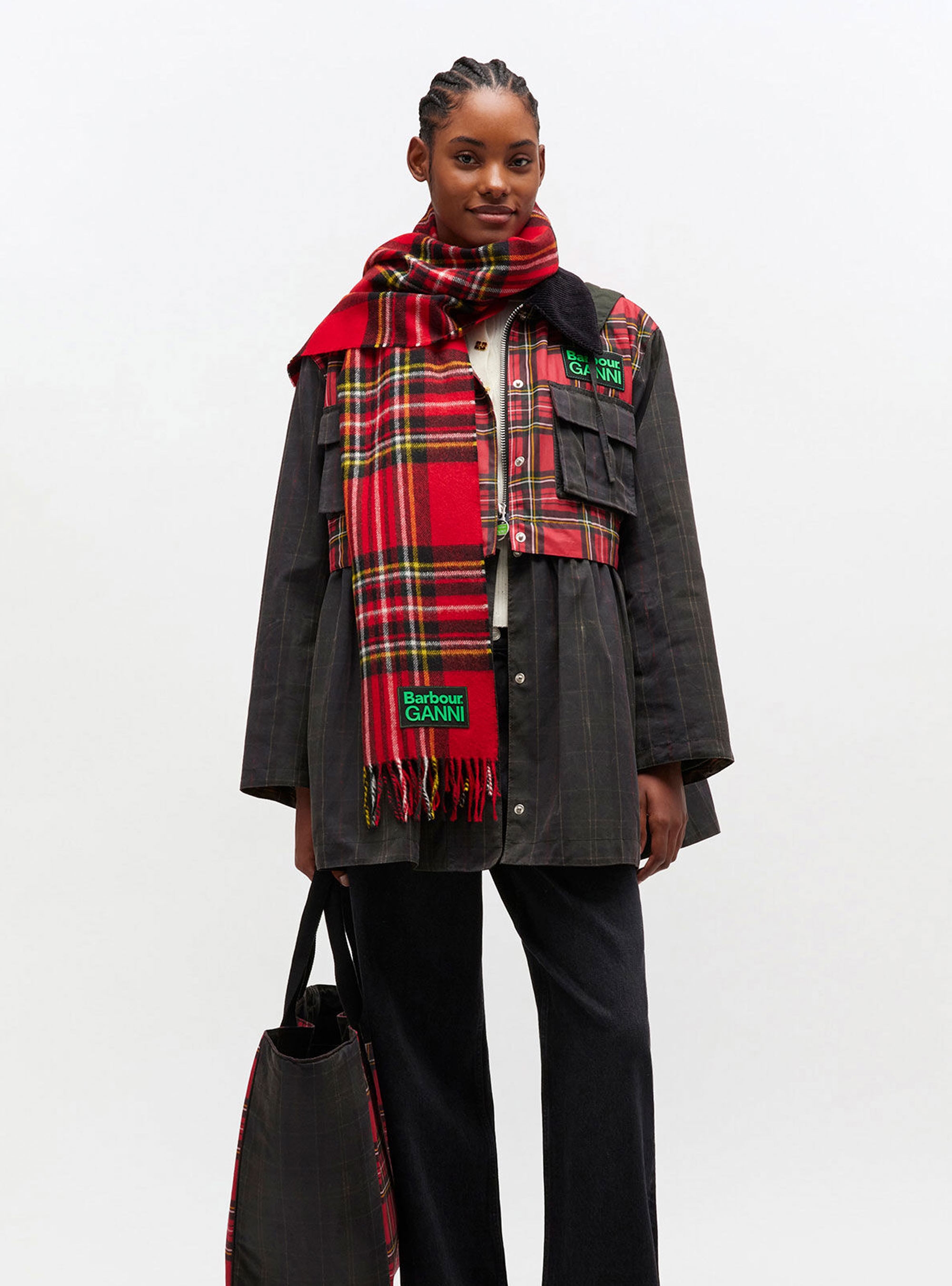 Barbour X Ganni Tartan Scarf - Red