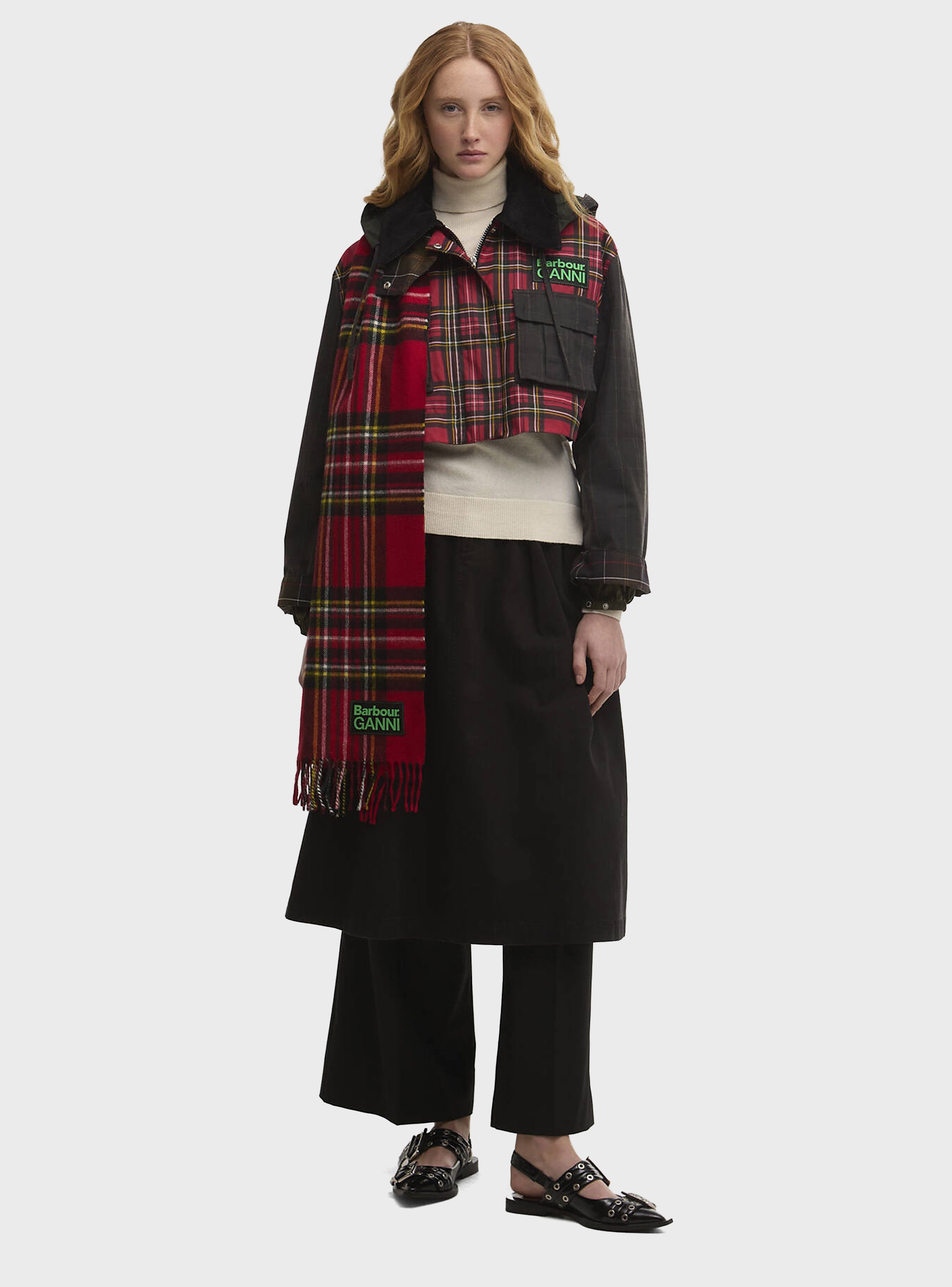 Barbour X Ganni Tartan Scarf - Red