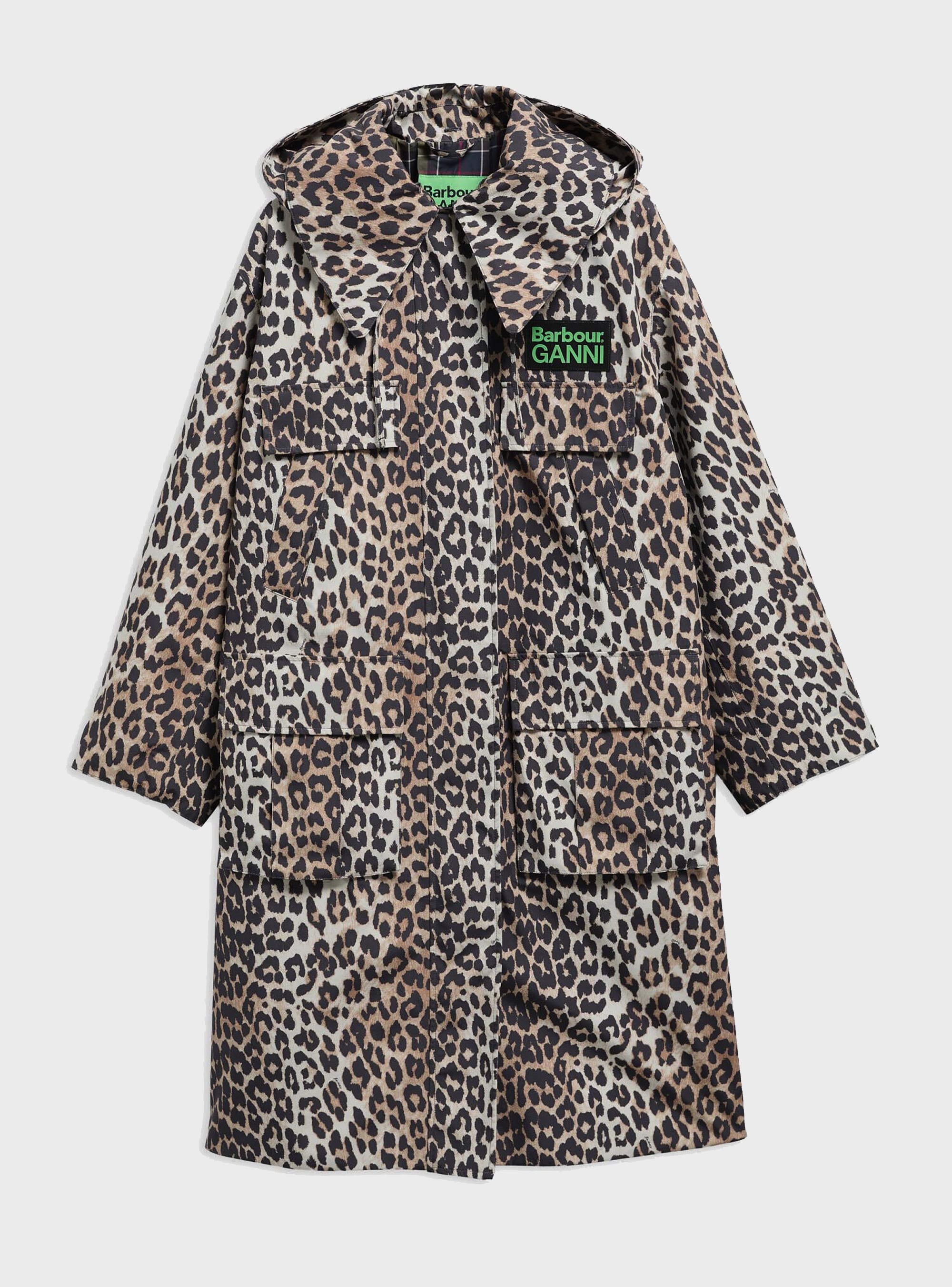 Barbour X Ganni Leopard Waterproof Parka Jacket - Leopard Print