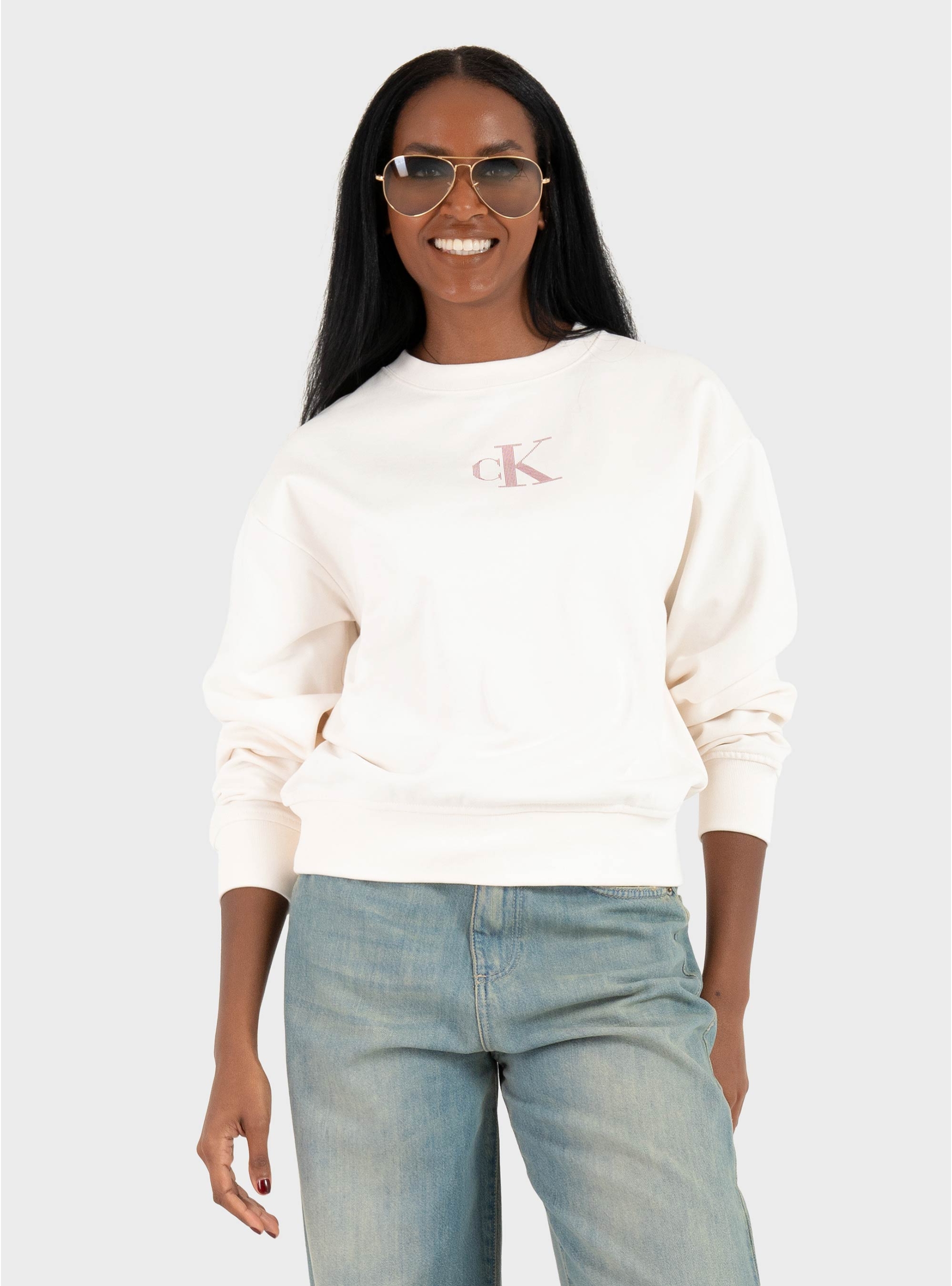 Calvin Klein CLASSIC FOIL CREWNK SWEATSHIRT - Off White
