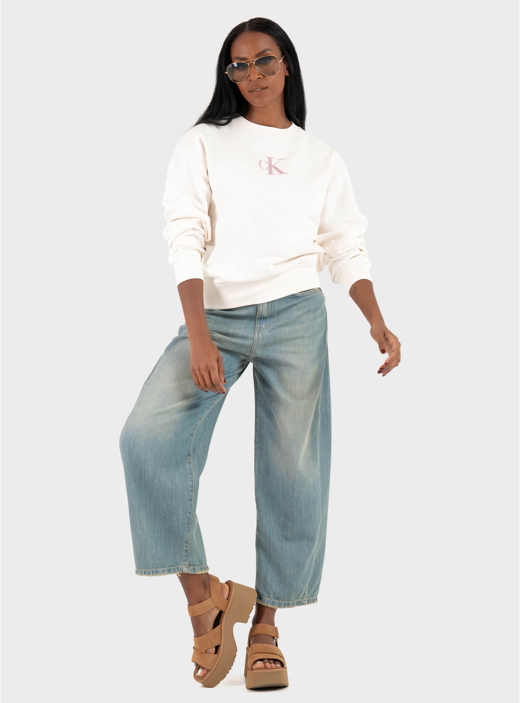 Calvin Klein CLASSIC FOIL CREWNK SWEATSHIRT - Off White