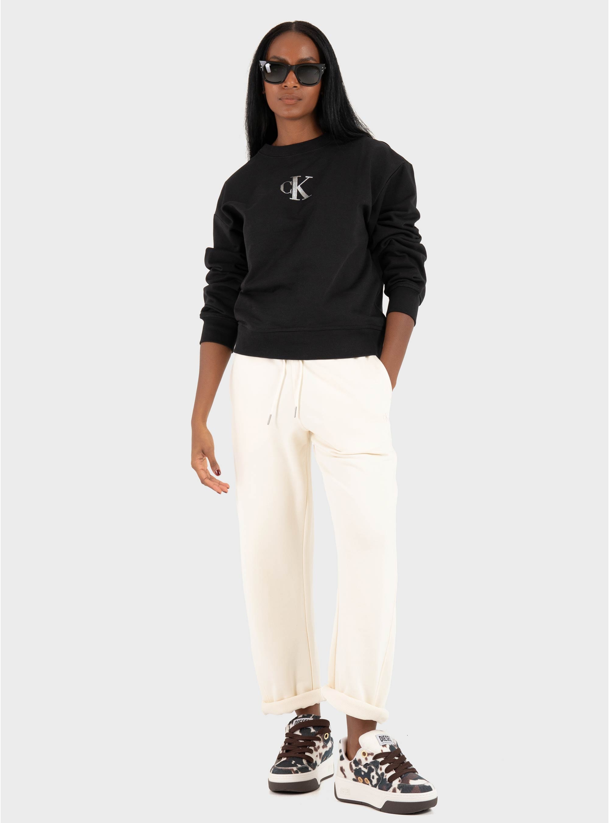 Calvin Klein CLASSIC FOIL CREWNK SWEATSHIRT - Black