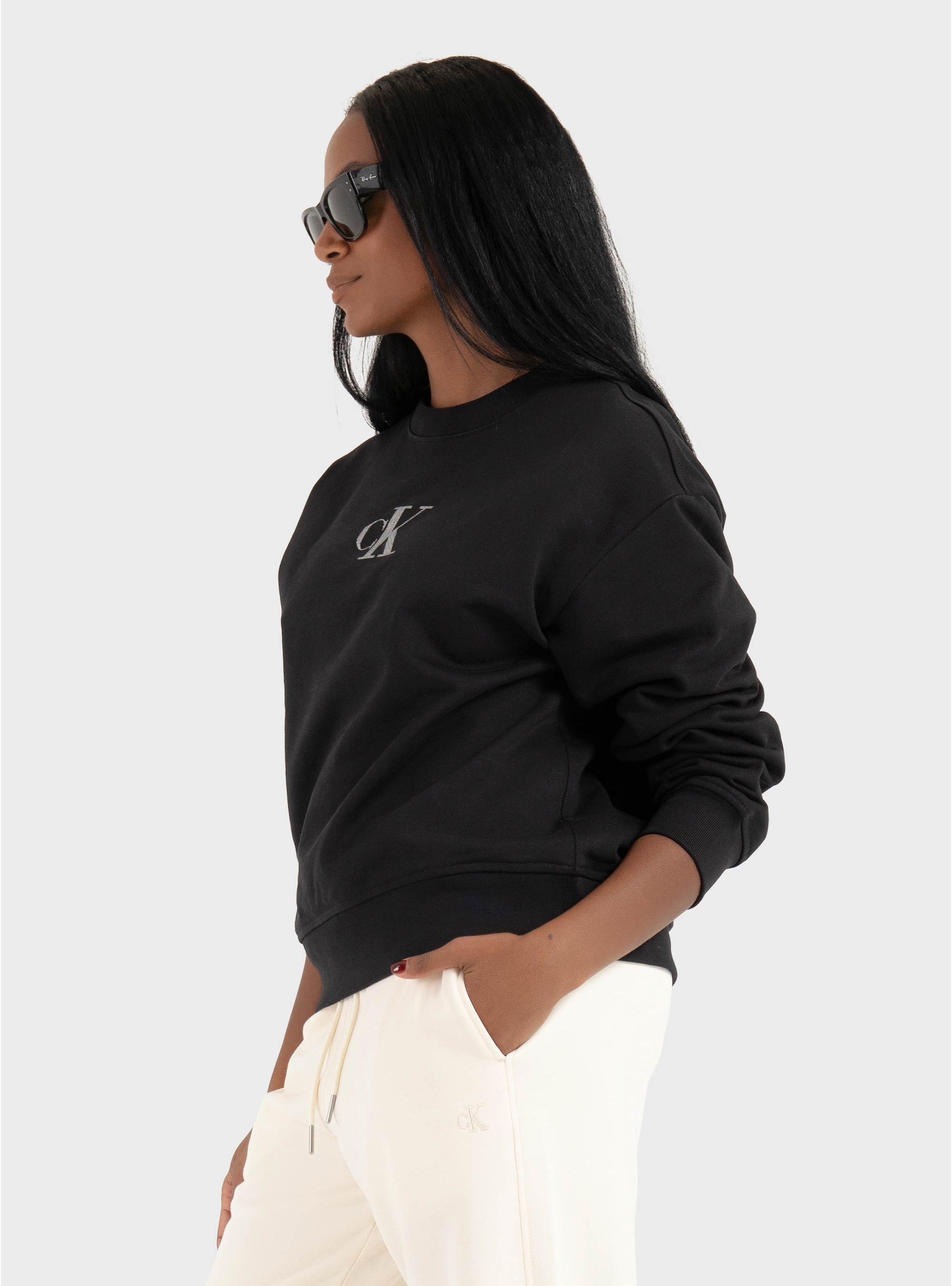Calvin Klein CLASSIC FOIL CREWNK SWEATSHIRT - Black