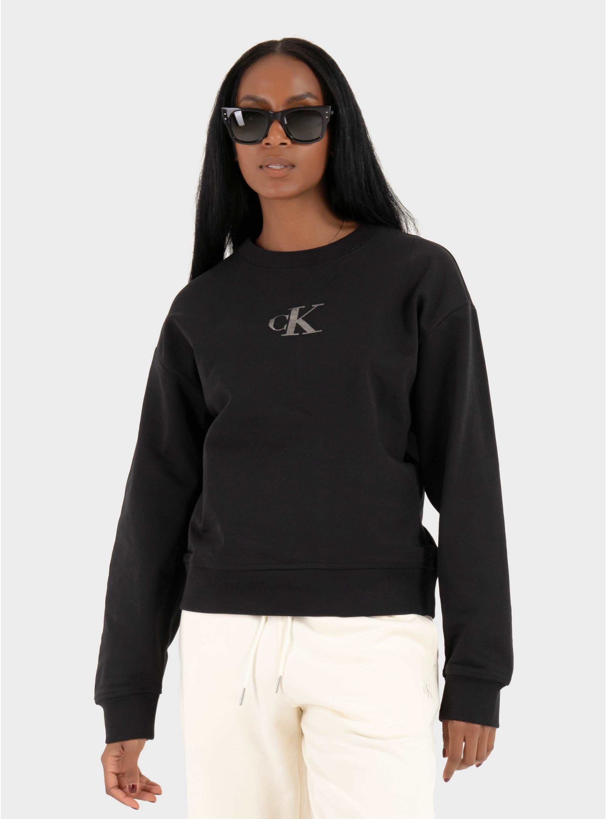 Calvin Klein CLASSIC FOIL CREWNK SWEATSHIRT - Black