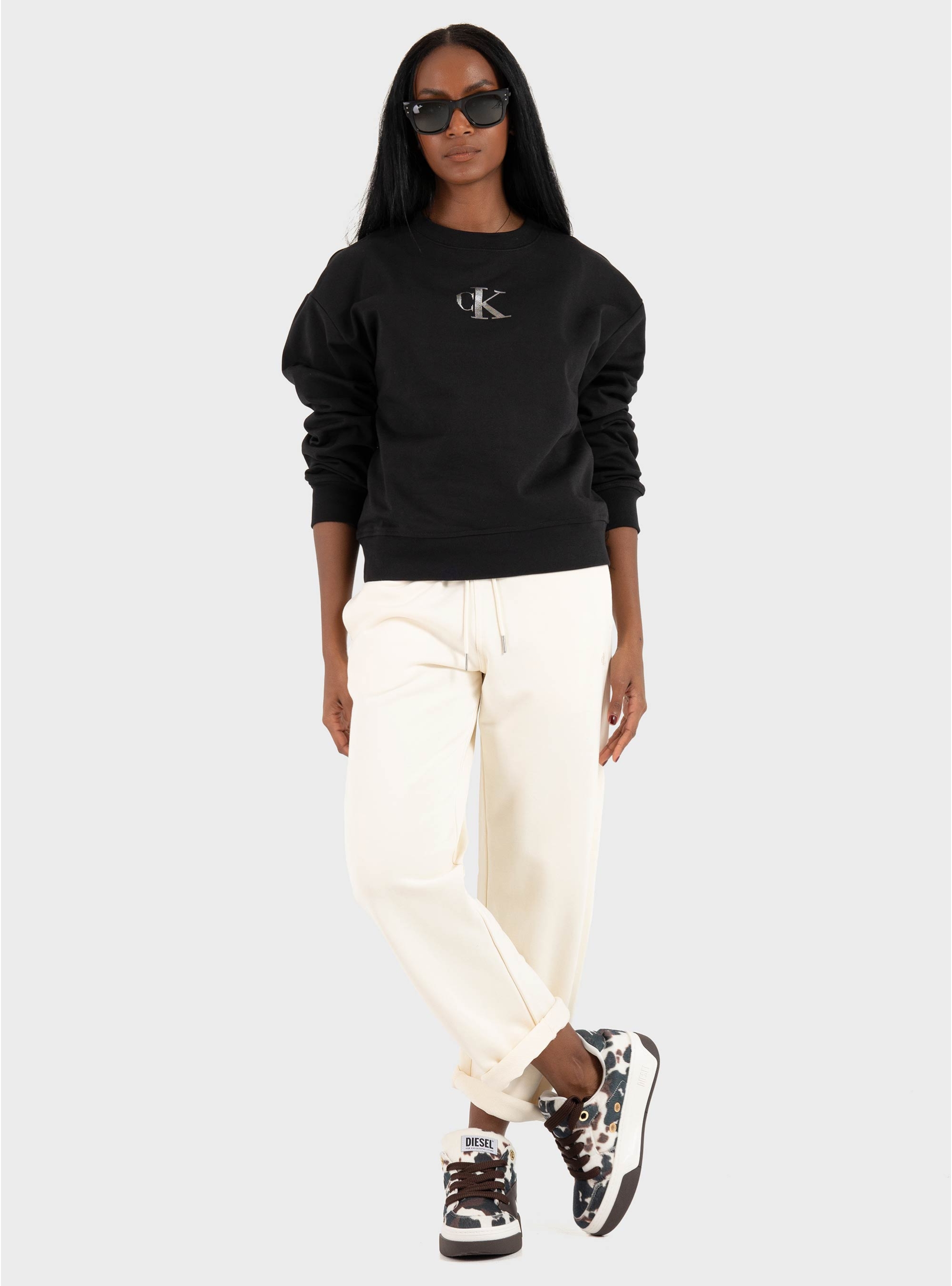 Calvin Klein CLASSIC FOIL CREWNK SWEATSHIRT - Black