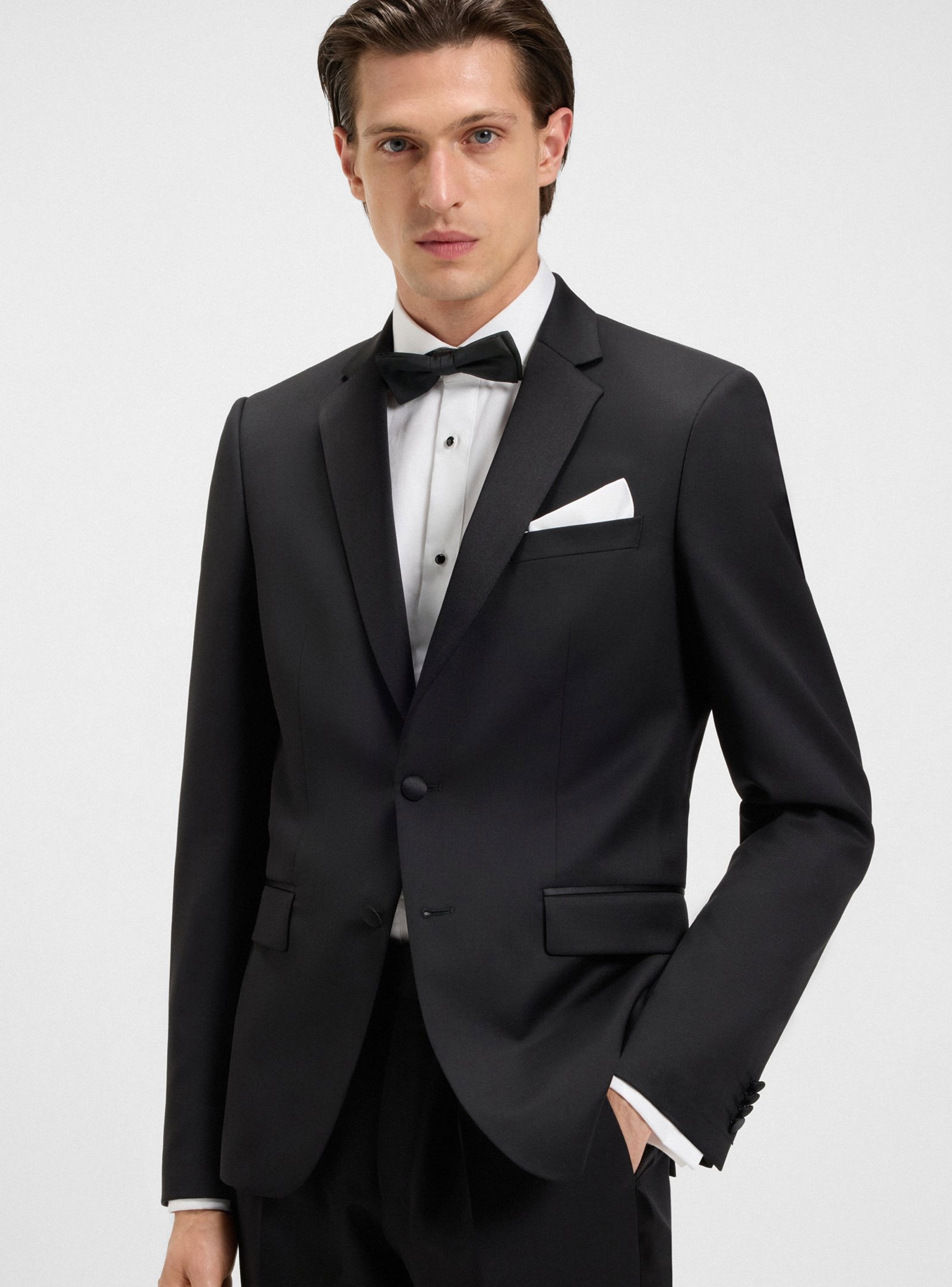 BOSS Italian-Made Pocket Square In Easy-Iron Cotton H-POCKET SQUARE - White