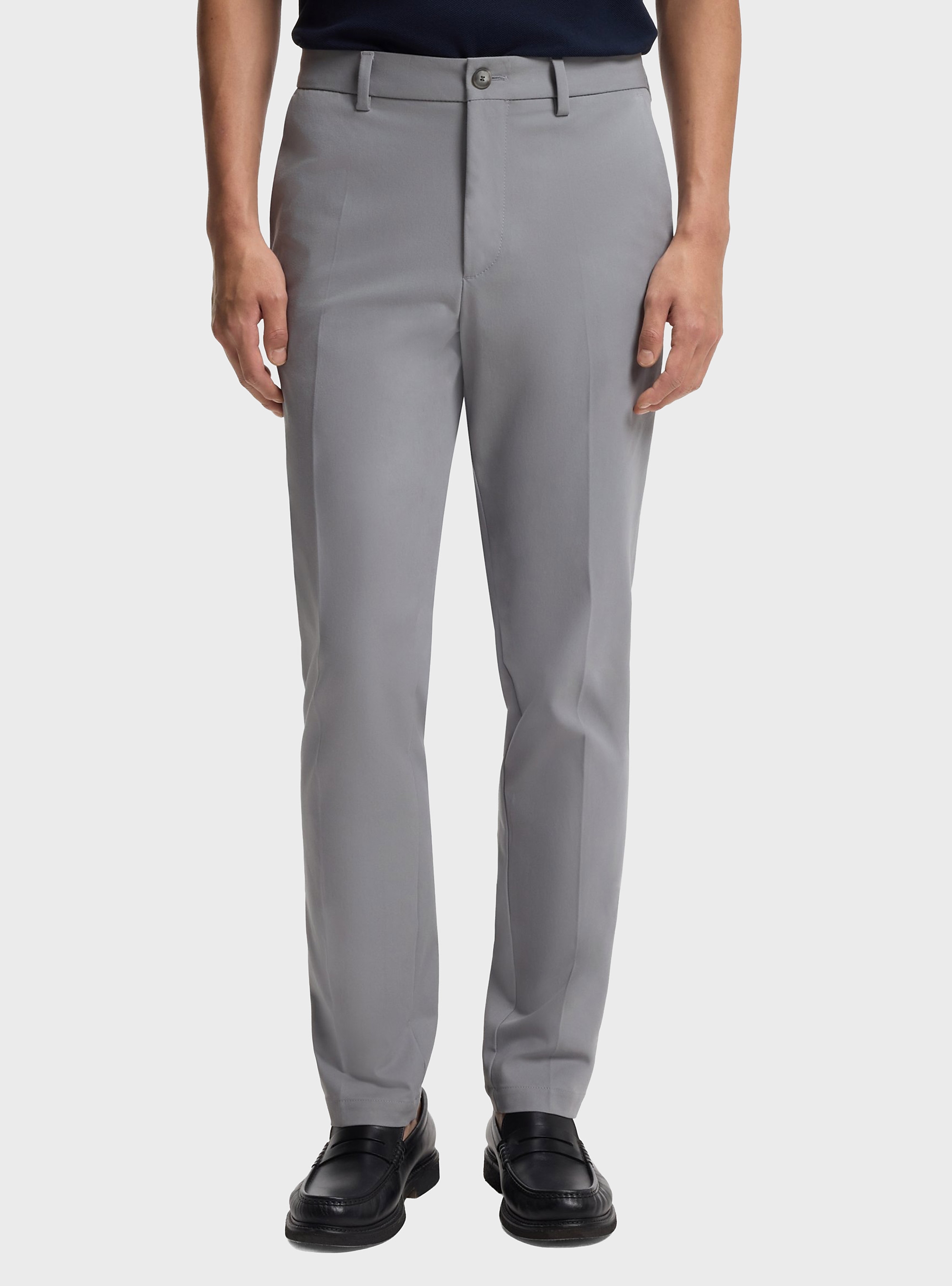 BOSS Slim-Fit Trousers In Cotton-Blend Twill P-Kaiton1-Zip - Light Grey