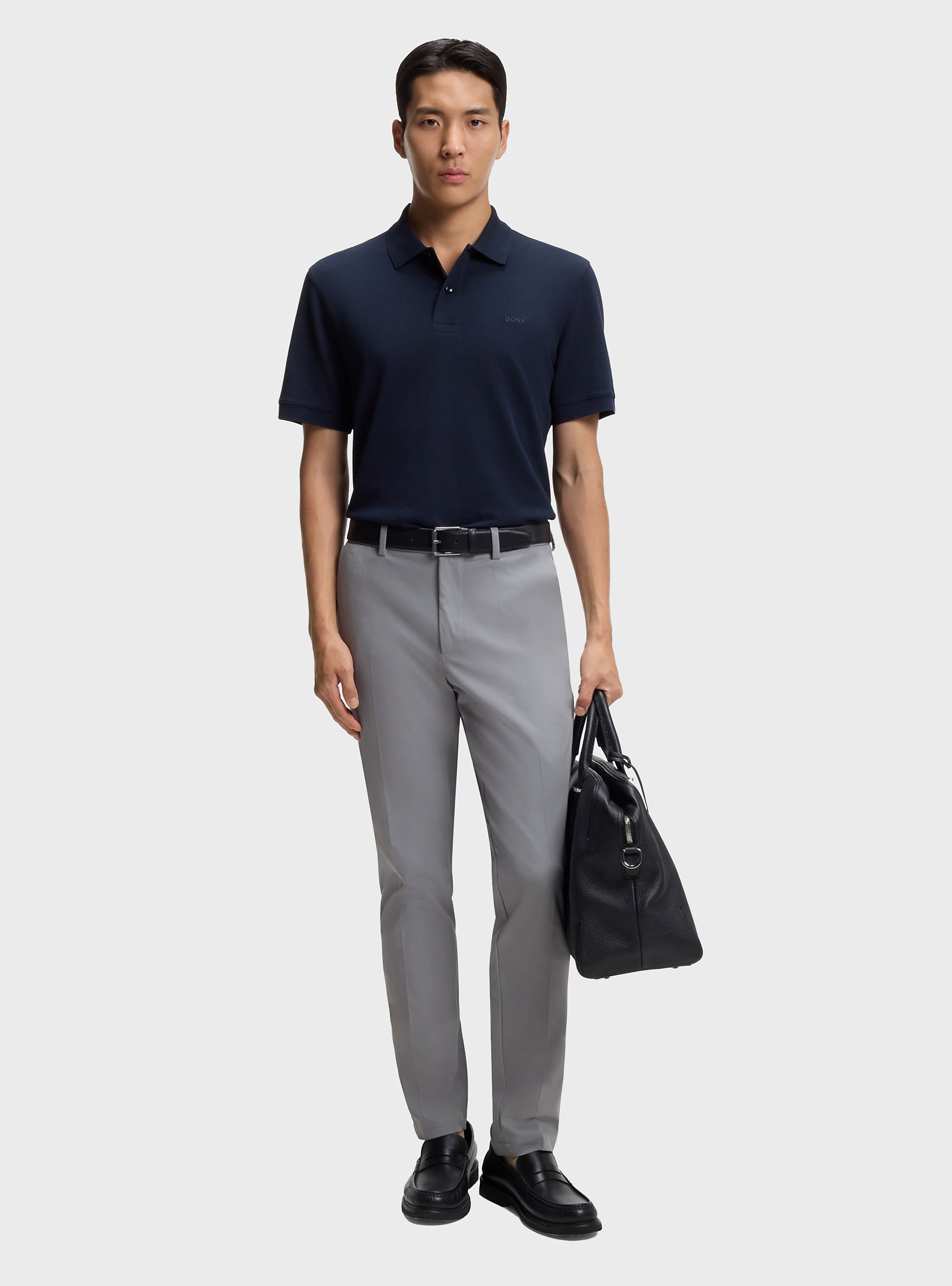 BOSS Slim-Fit Trousers In Cotton-Blend Twill P-Kaiton1-Zip - Light Grey