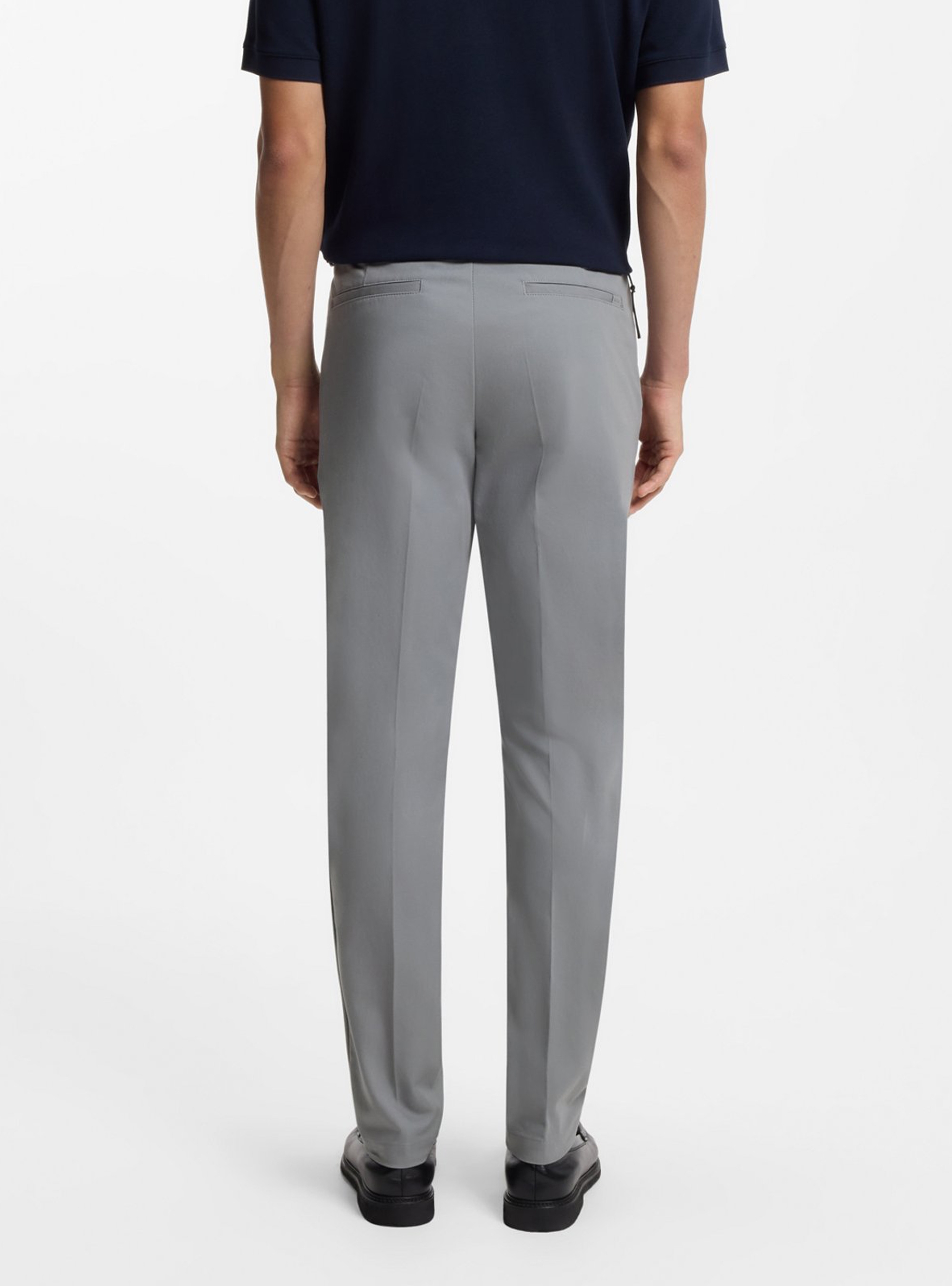 BOSS Slim-Fit Trousers In Cotton-Blend Twill P-Kaiton1-Zip - Light Grey