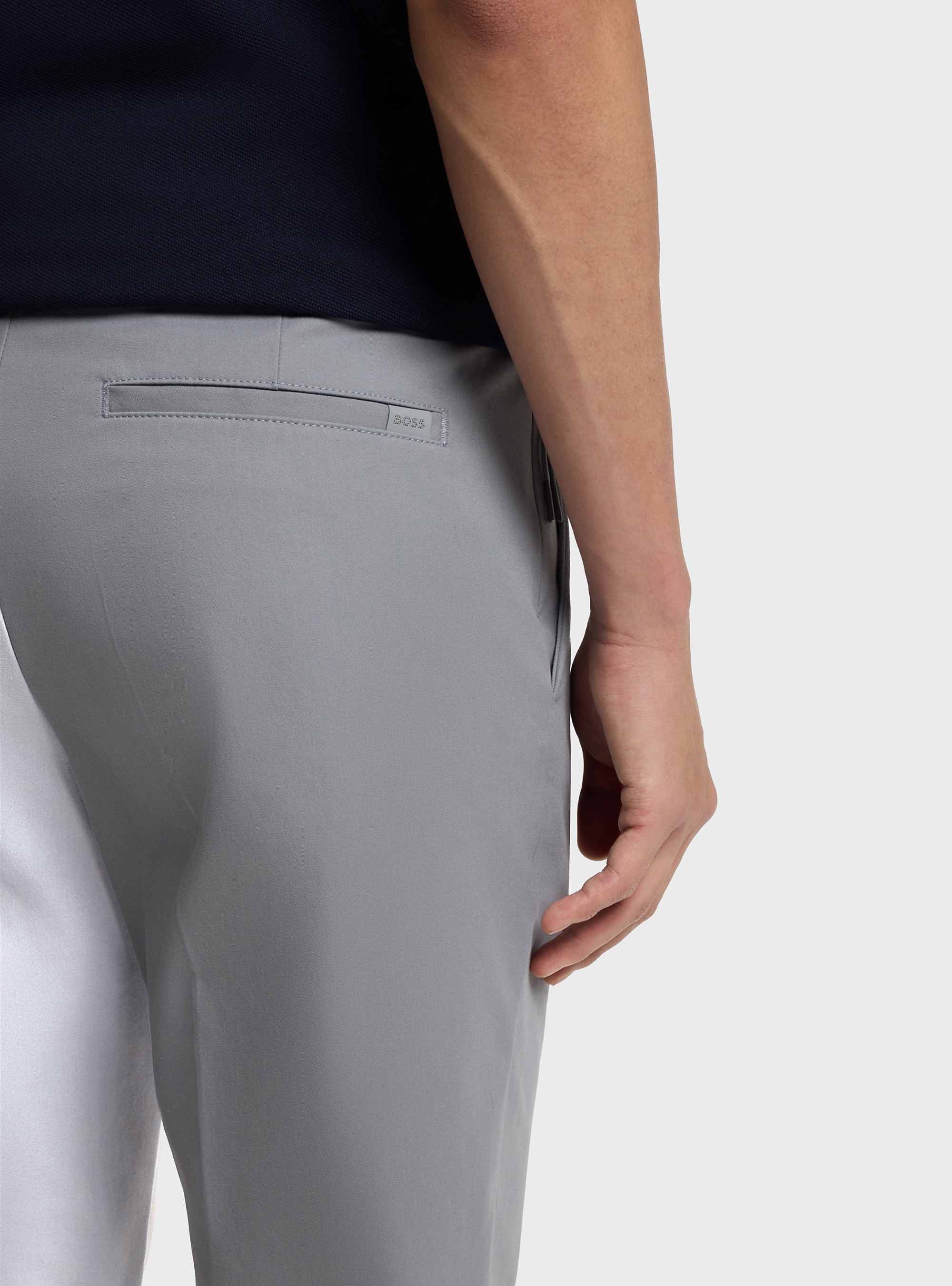 BOSS Slim-Fit Trousers In Cotton-Blend Twill P-Kaiton1-Zip - Light Grey