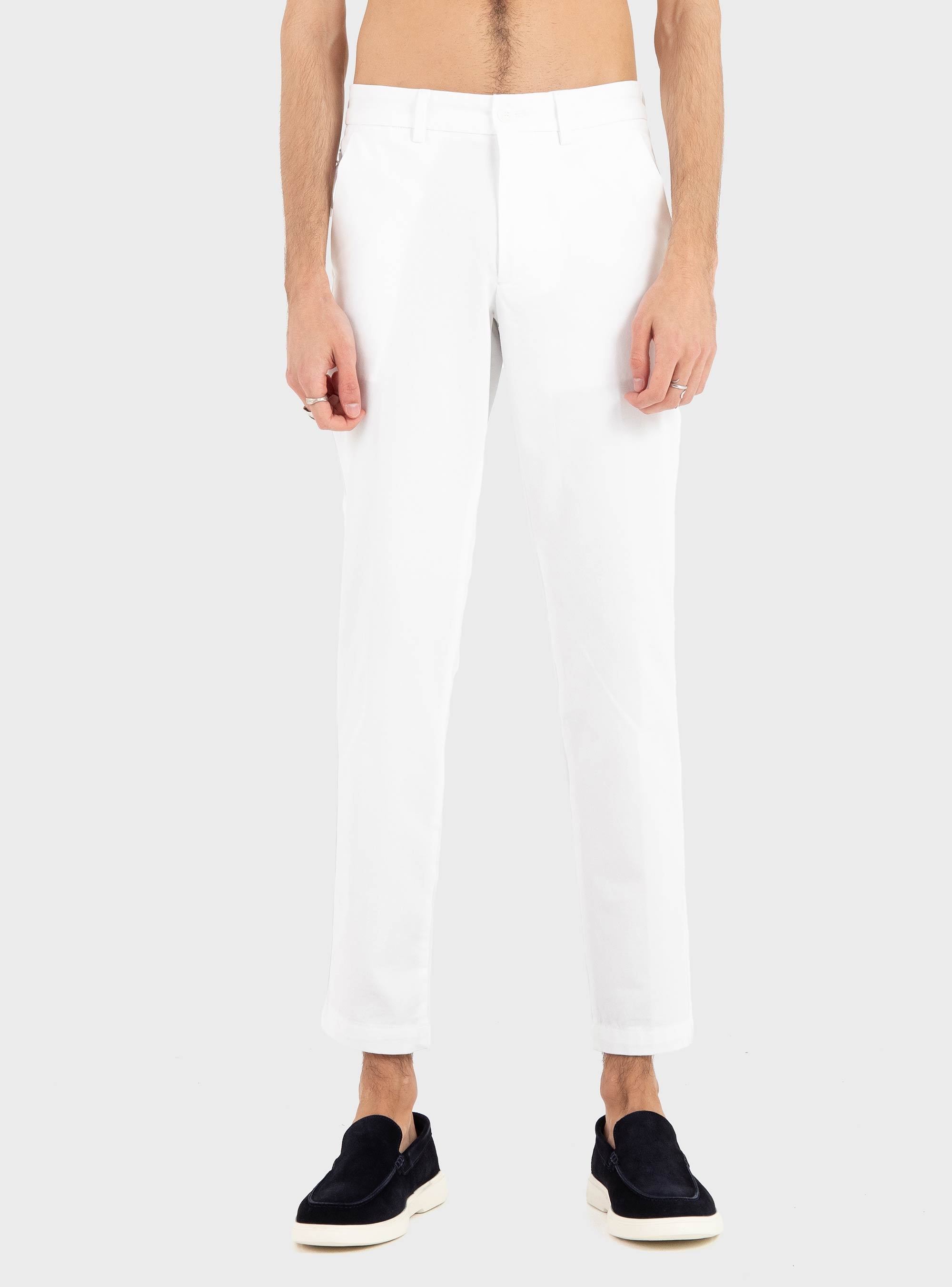 BOSS Slim-Fit Trousers In Cotton-Blend Twill P-Kaiton1-Zip - White