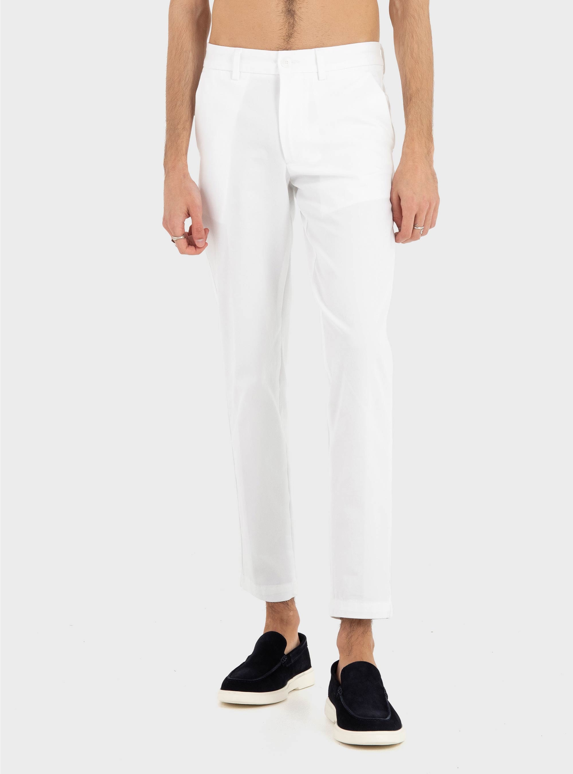 BOSS Slim-Fit Trousers In Cotton-Blend Twill P-Kaiton1-Zip - White
