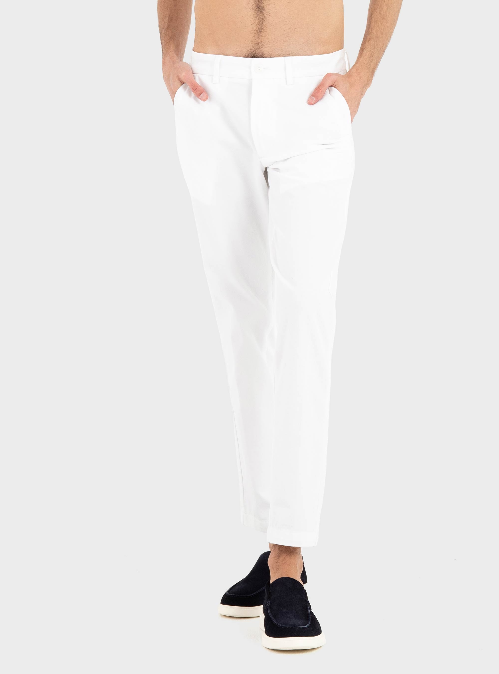BOSS Slim-Fit Trousers In Cotton-Blend Twill P-Kaiton1-Zip - White