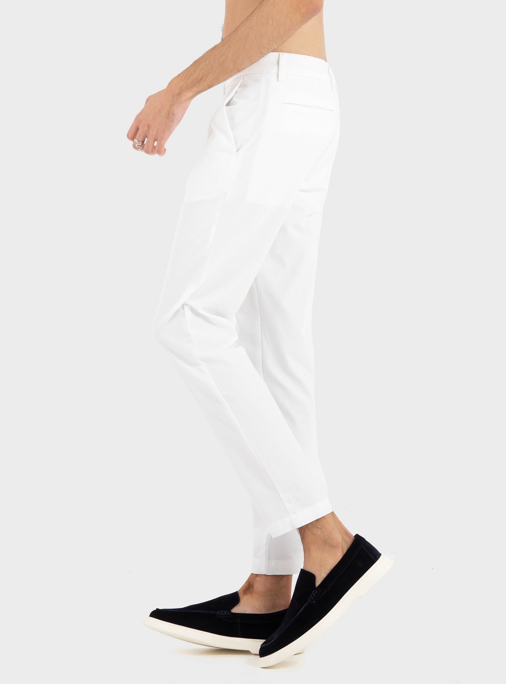 BOSS Slim-Fit Trousers In Cotton-Blend Twill P-Kaiton1-Zip - White