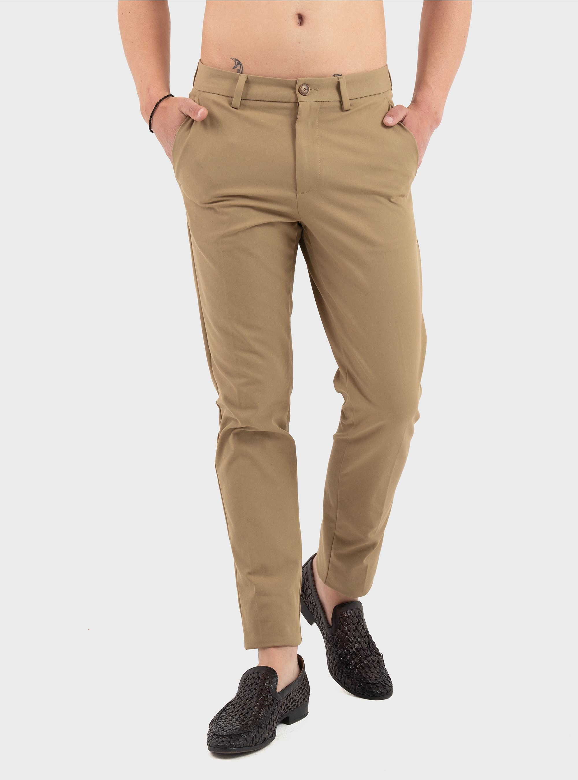 BOSS Slim-Fit Trousers In Cotton-Blend Twill P-Kaiton1-Zip - Beige
