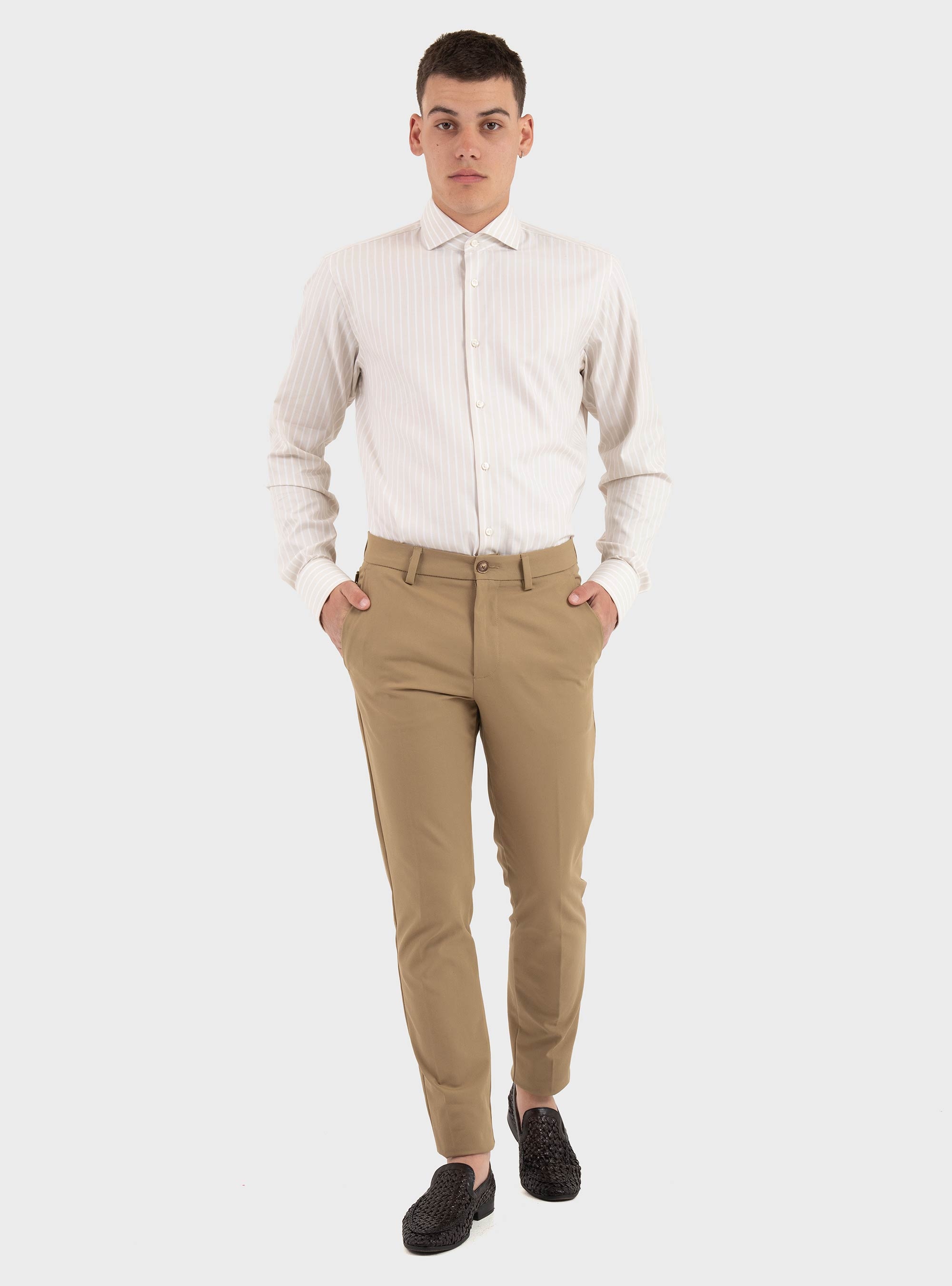 BOSS Slim-Fit Trousers In Cotton-Blend Twill P-Kaiton1-Zip - Beige