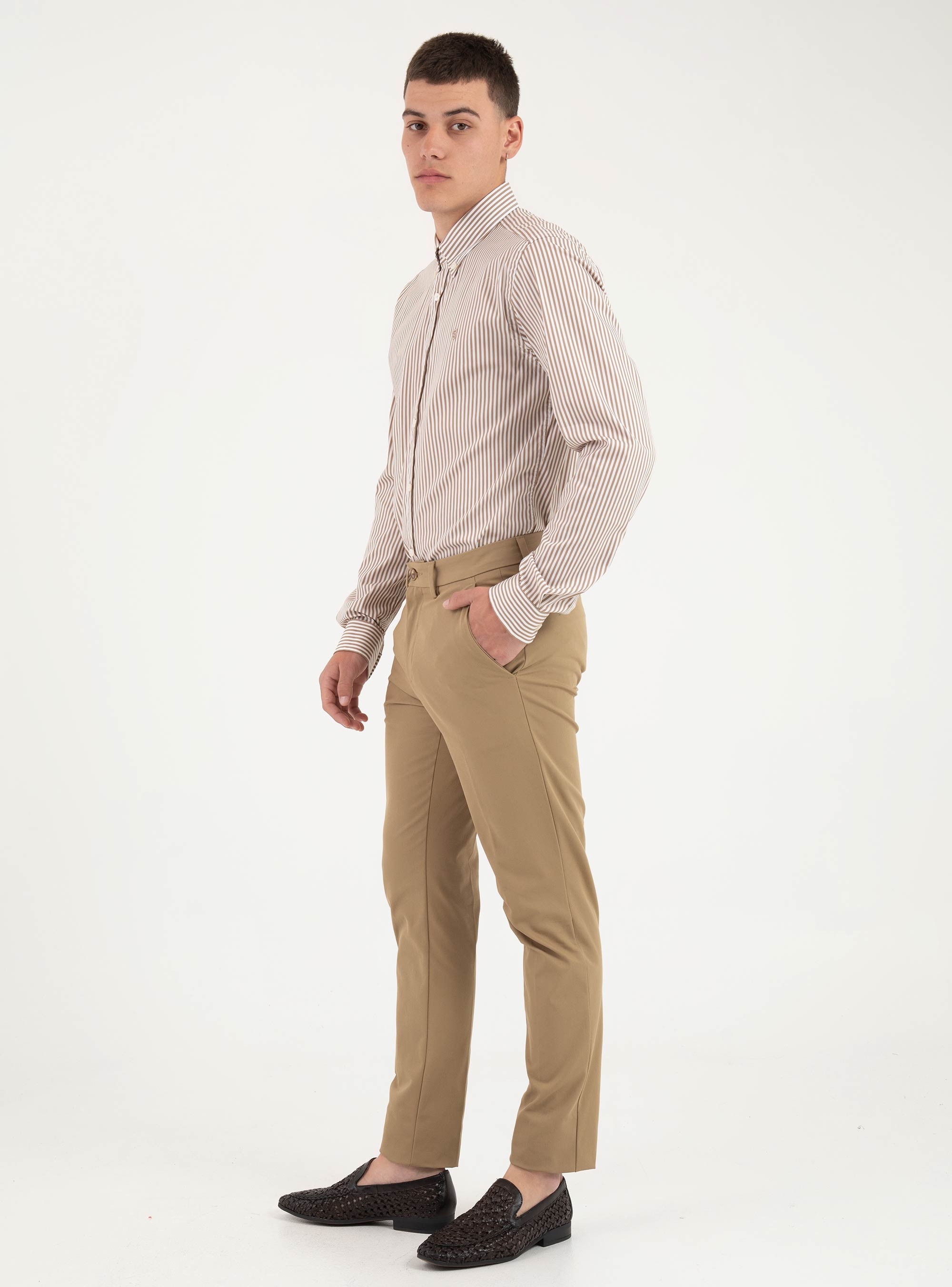BOSS Slim-Fit Trousers In Cotton-Blend Twill P-Kaiton1-Zip - Beige