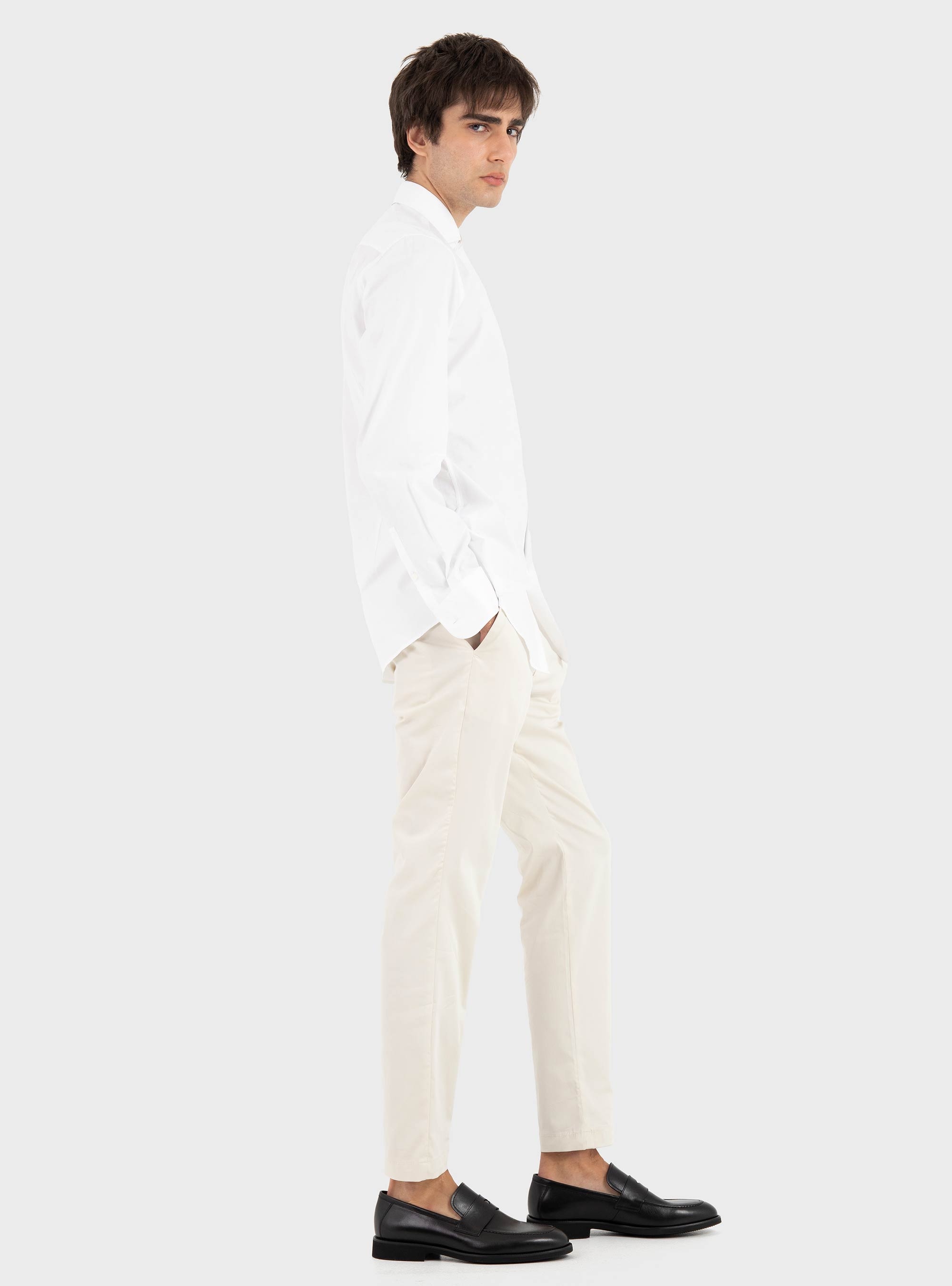 BOSS Slim-Fit Trousers In Cotton-Blend Twill P-Kaiton1 - Ecru