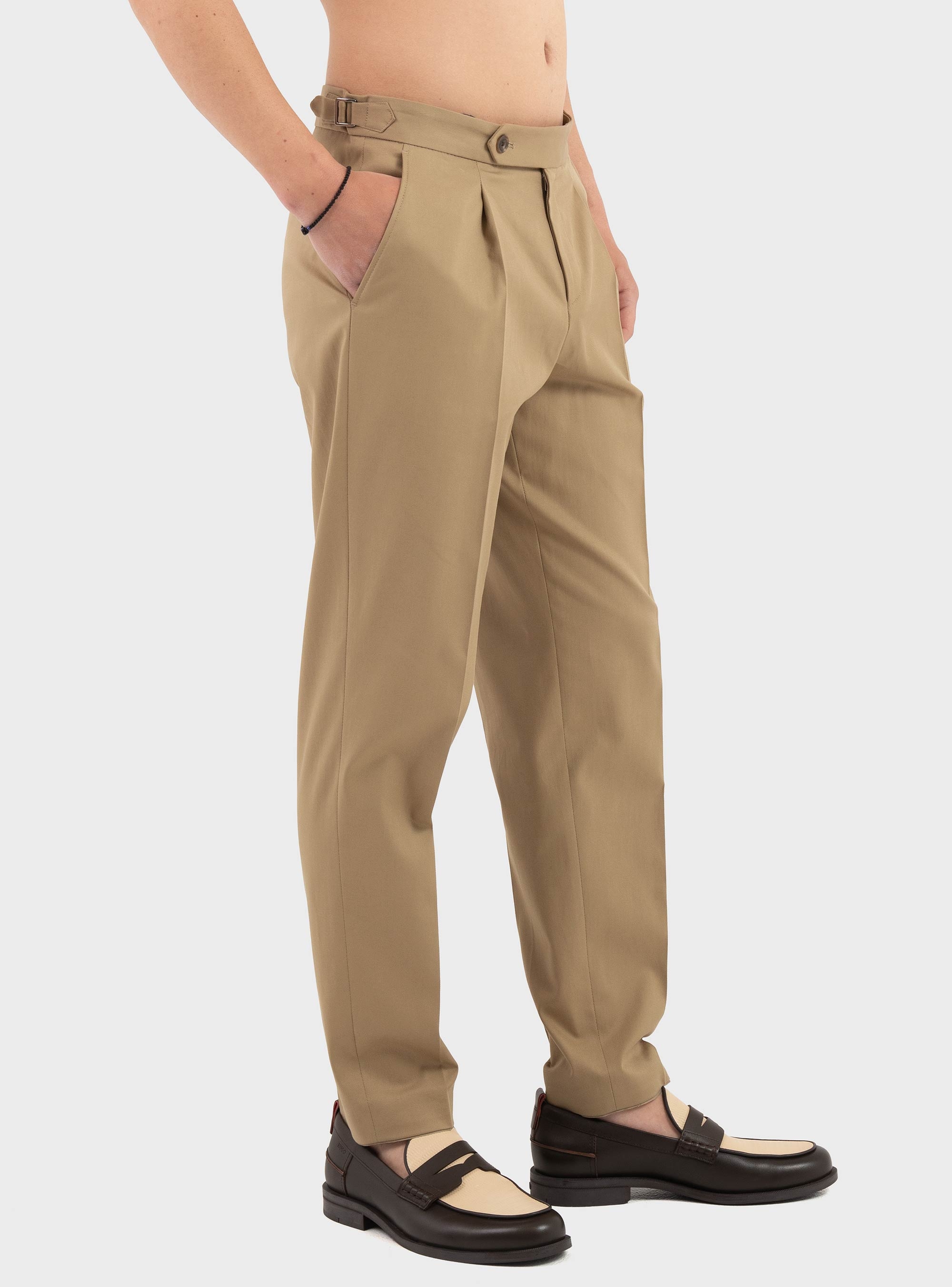 BOSS Tapered-Fit Trousers In Stretch Cotton C-Perino-PL-DTL-254 - Beige
