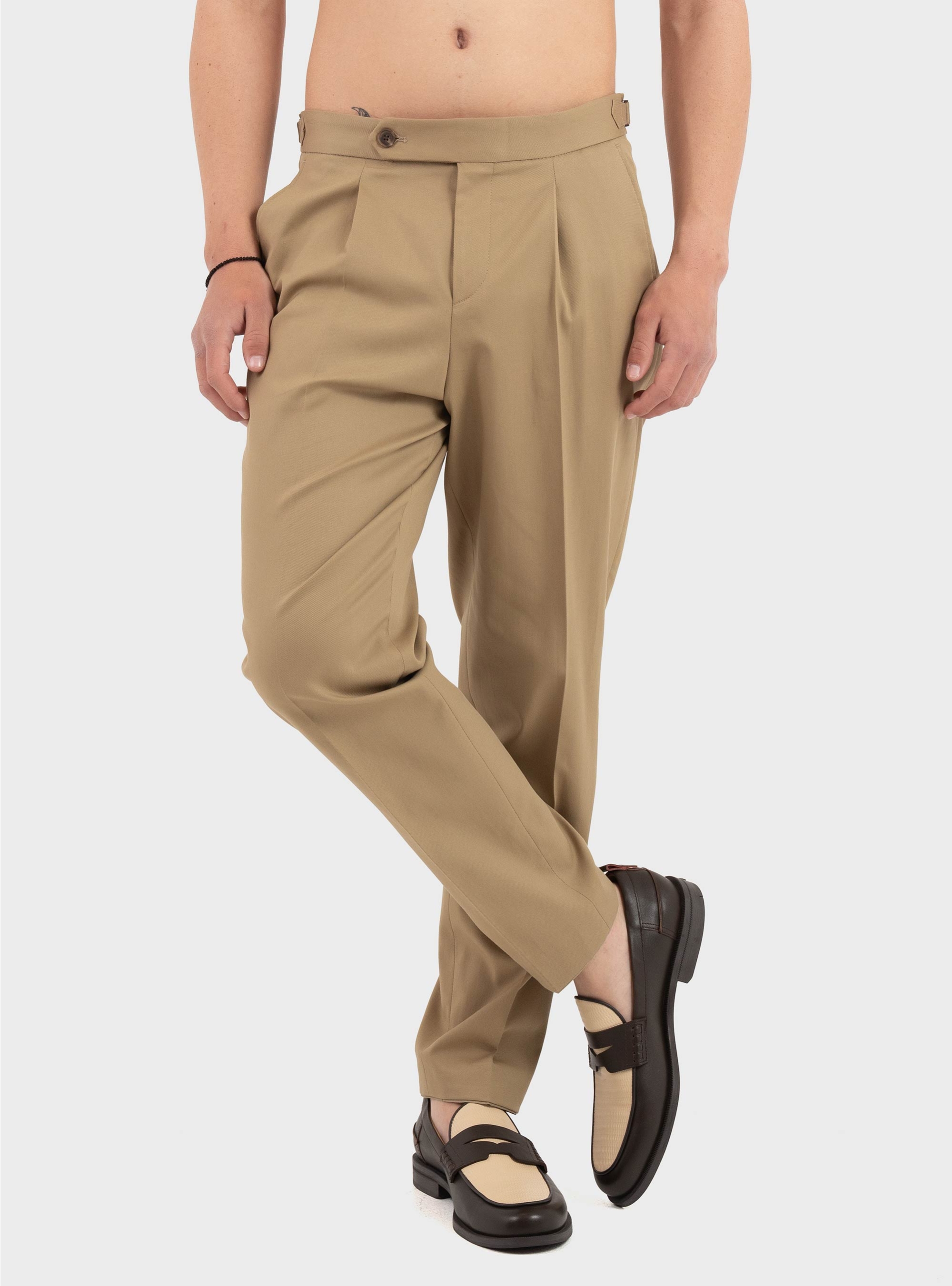 BOSS Tapered-Fit Trousers In Stretch Cotton C-Perino-PL-DTL-254 - Beige