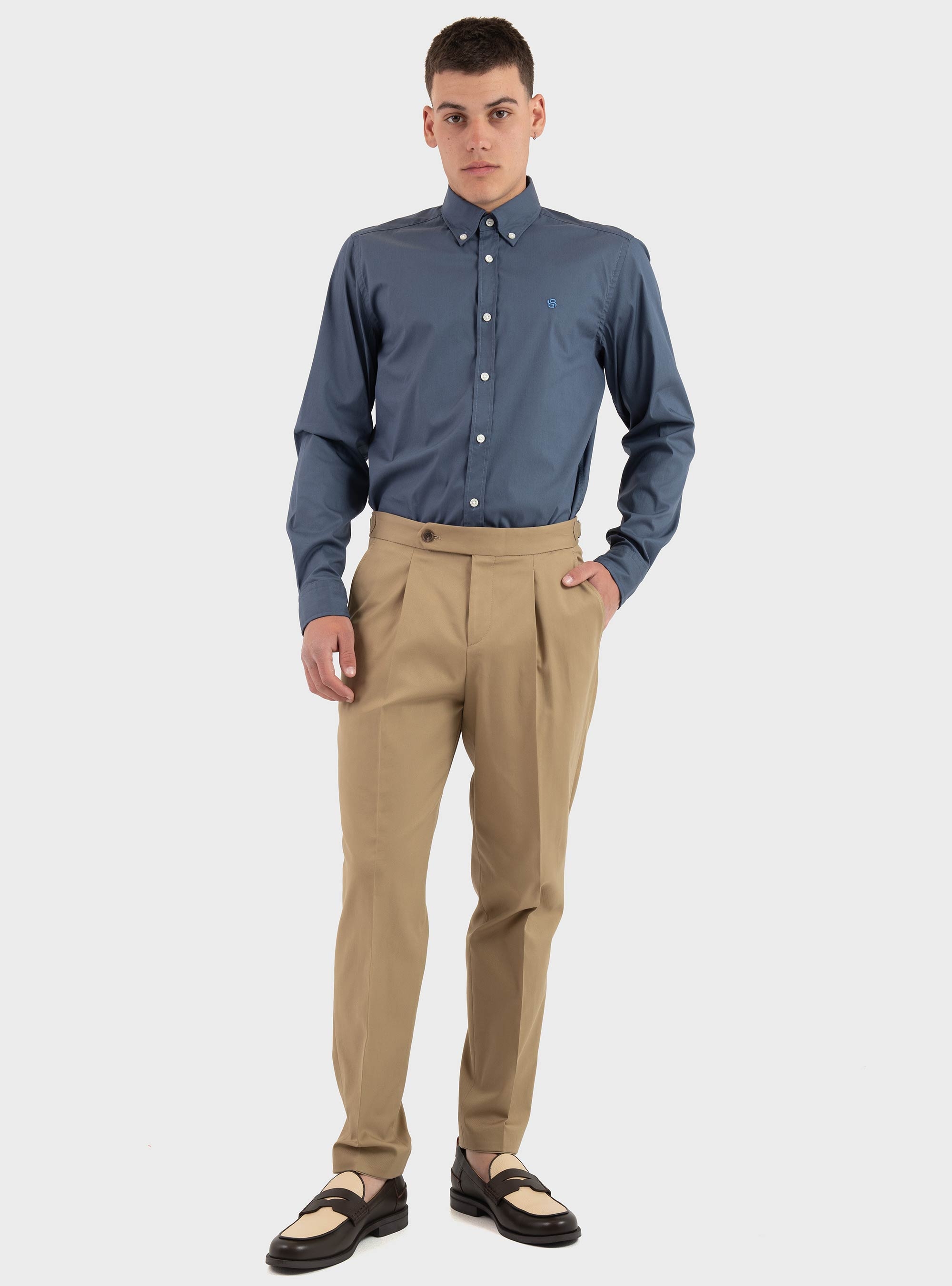 BOSS Tapered-Fit Trousers In Stretch Cotton C-Perino-PL-DTL-254 - Beige