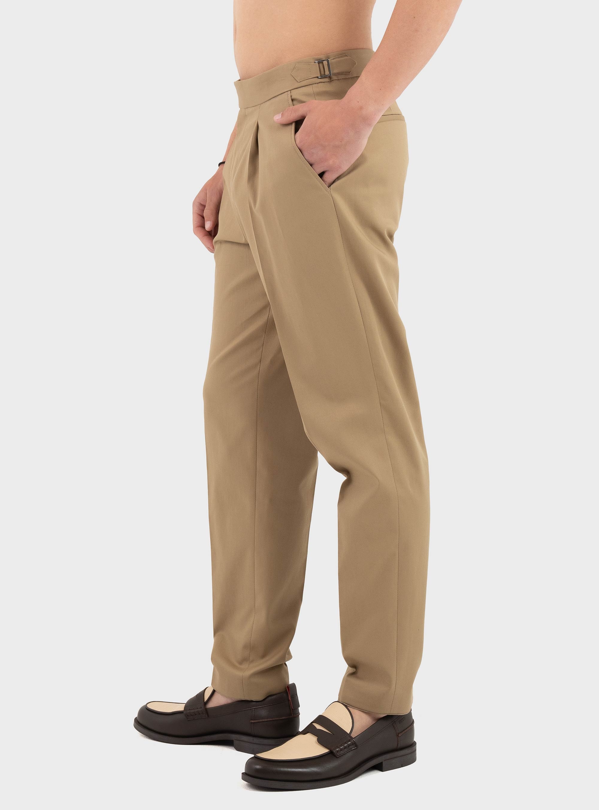 BOSS Tapered-Fit Trousers In Stretch Cotton C-Perino-PL-DTL-254 - Beige