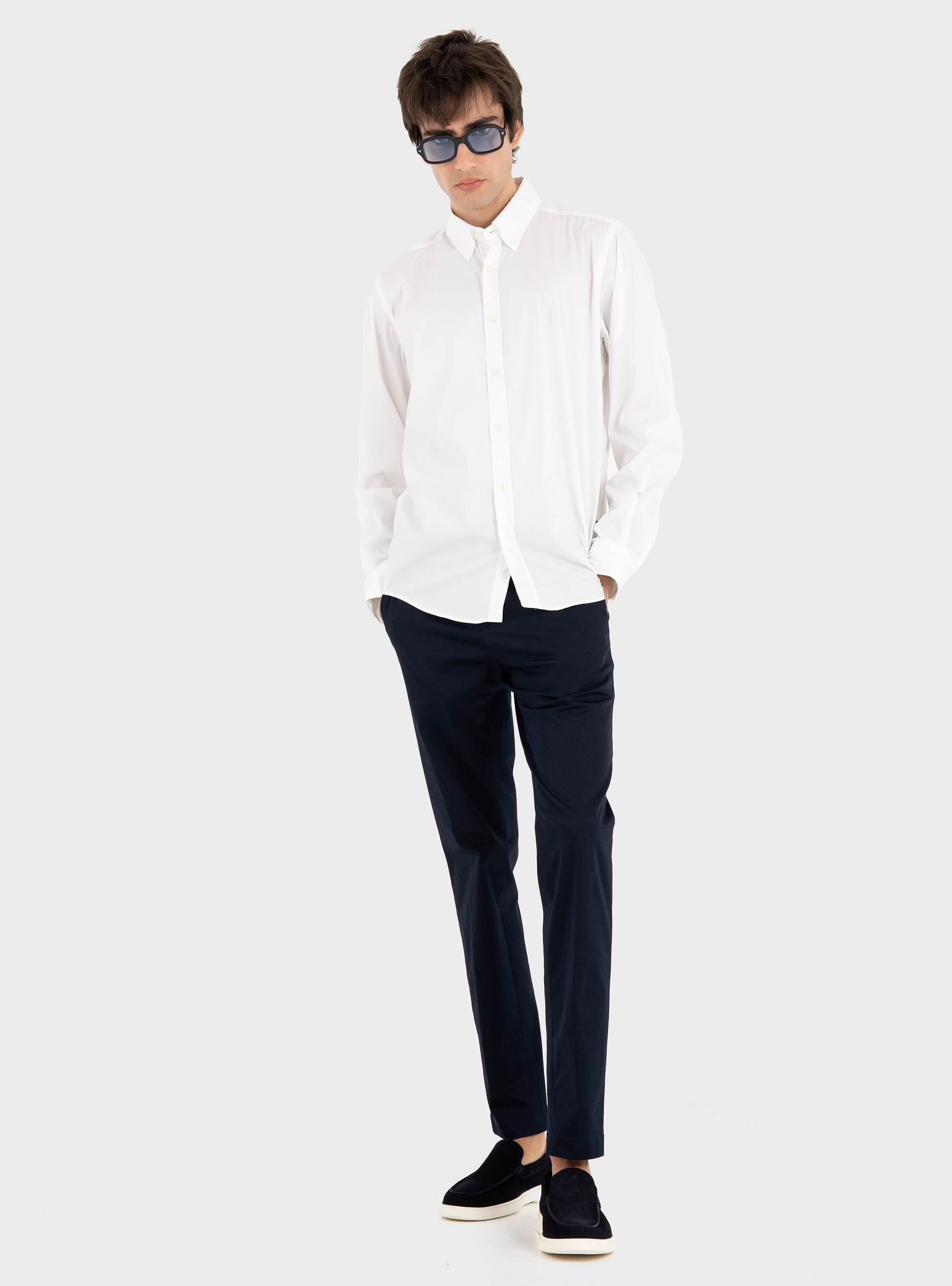 BOSS Slim-Fit Trousers In A Stretch-Cotton Blend P-Genius-W-WG-26#1F - Dark Blue