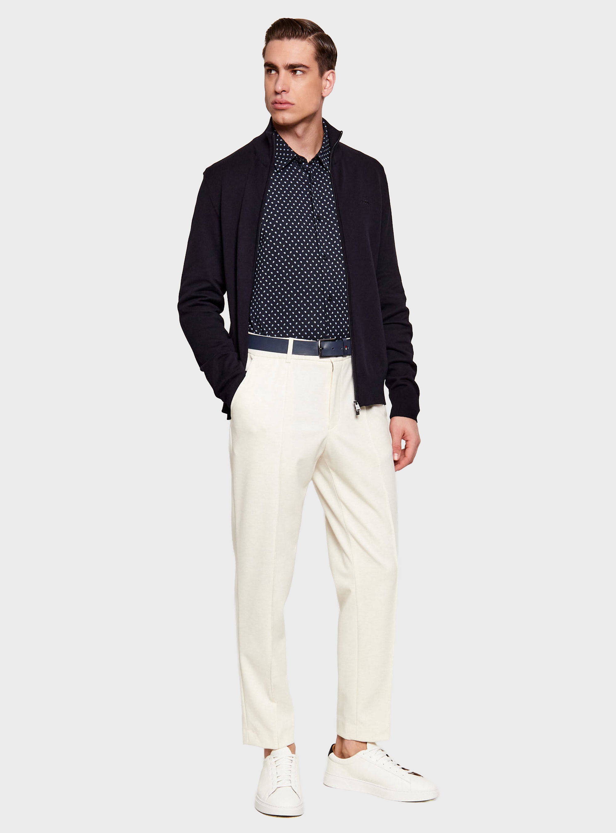 BOSS Tapered-Fit Trousers In Performance-Stretch Fabric P-Perin-JRDSWGPk261F - Ecru