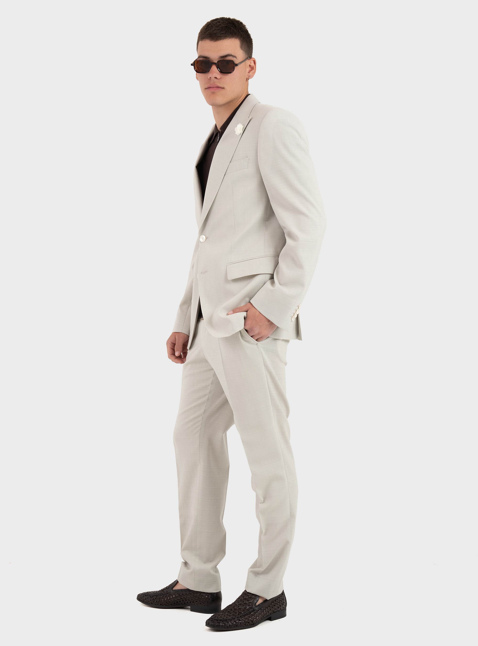 BOSS Slim Fit Blazer H-Hutson-Peak-261 - Ecru
