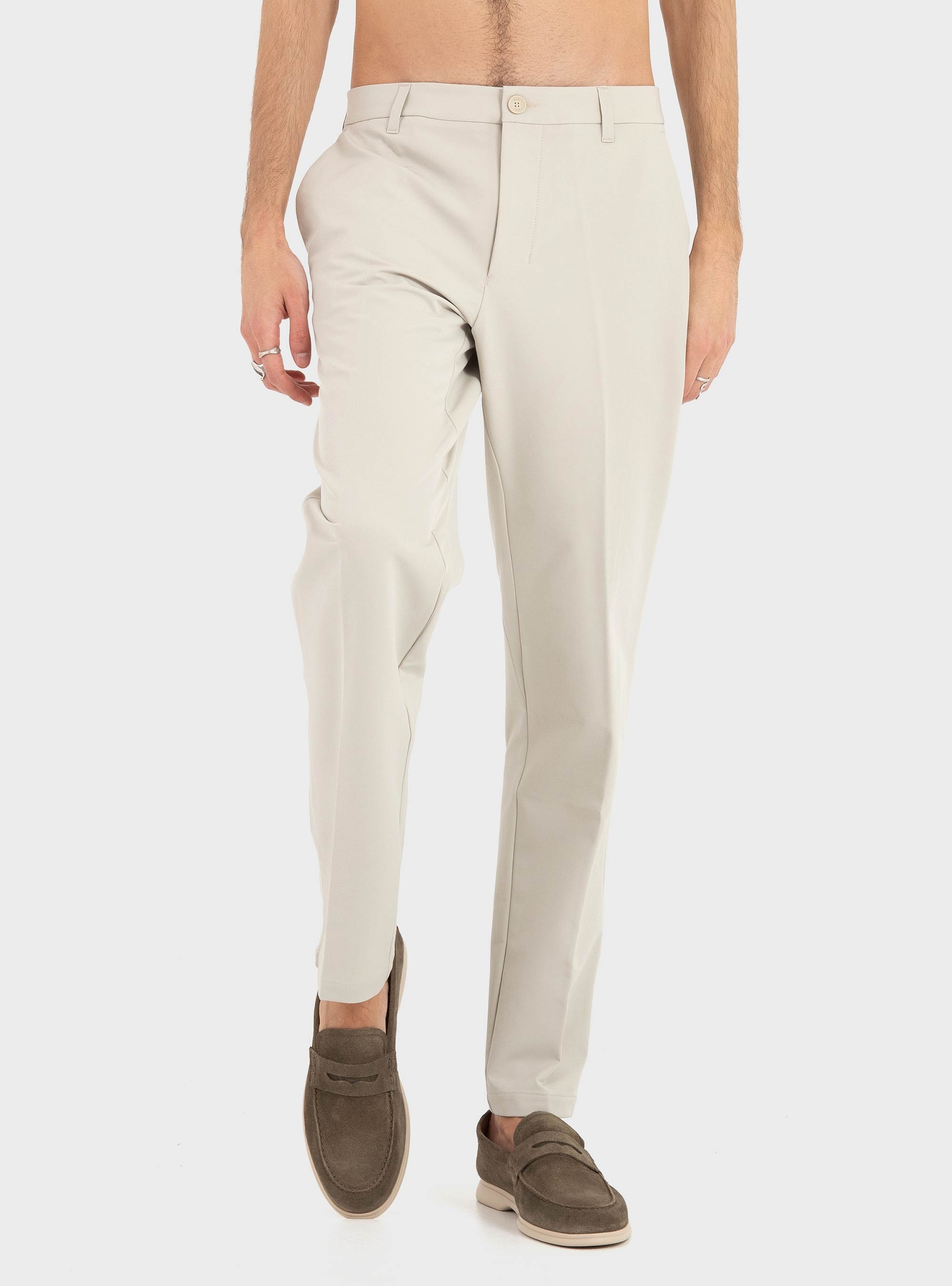 BOSS Tapered-Fit Trousers In Water-Repellent Stretch Fabric TR_Commuter-Tapered - Ecru