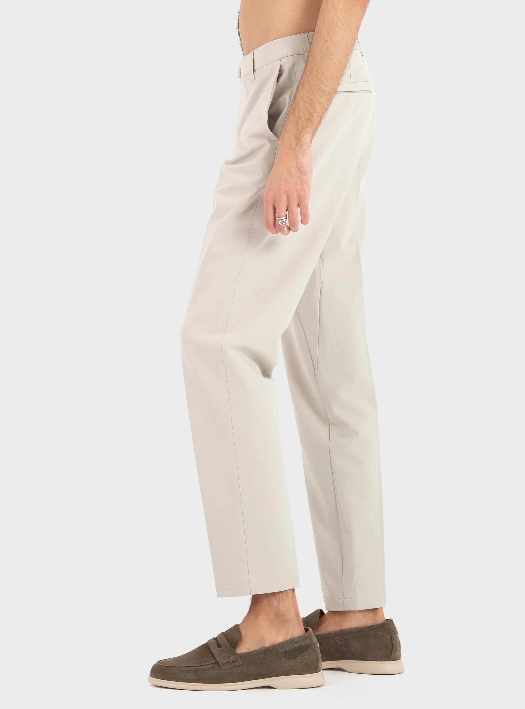 BOSS Tapered-Fit Trousers In Water-Repellent Stretch Fabric TR_Commuter-Tapered - Ecru