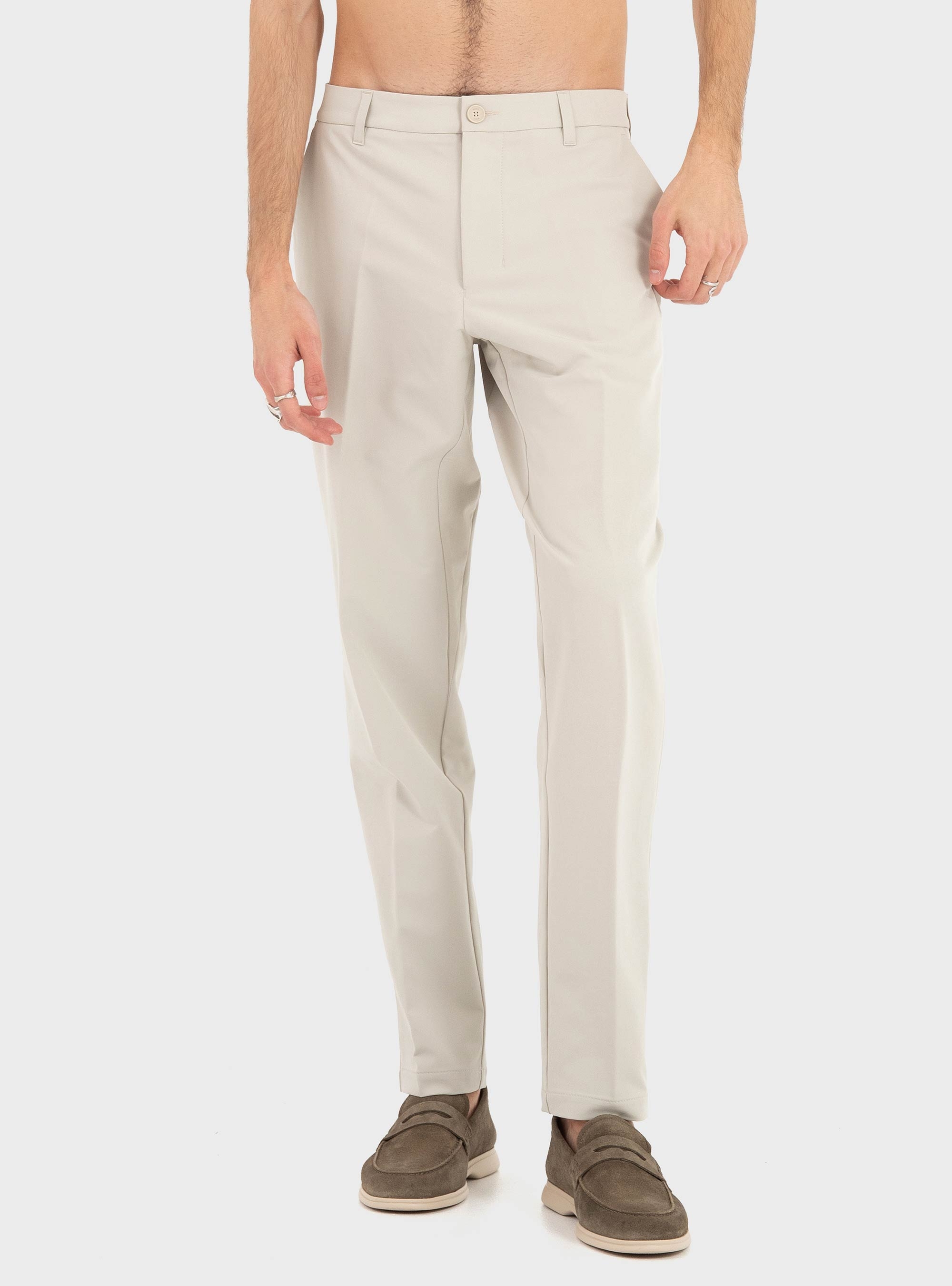 BOSS Tapered-Fit Trousers In Water-Repellent Stretch Fabric TR_Commuter-Tapered - Ecru
